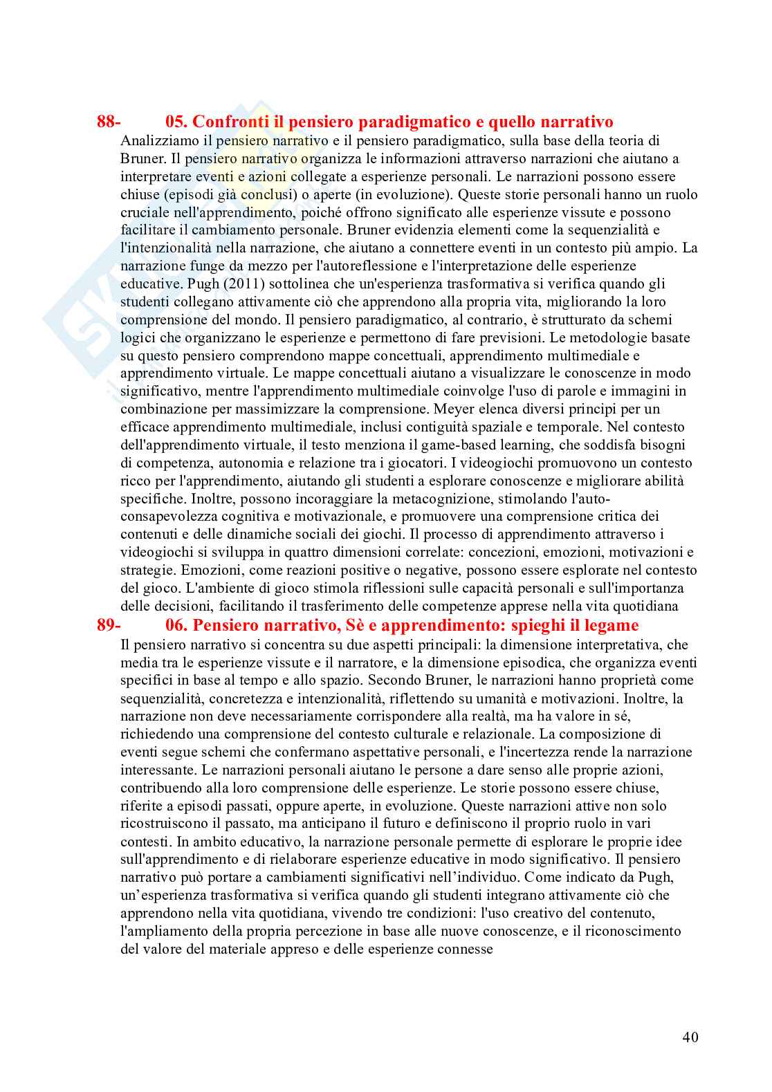 Paniere Psicologia dell'apprendimento - Risposte aperte - aggiornato (2026) Pag. 41