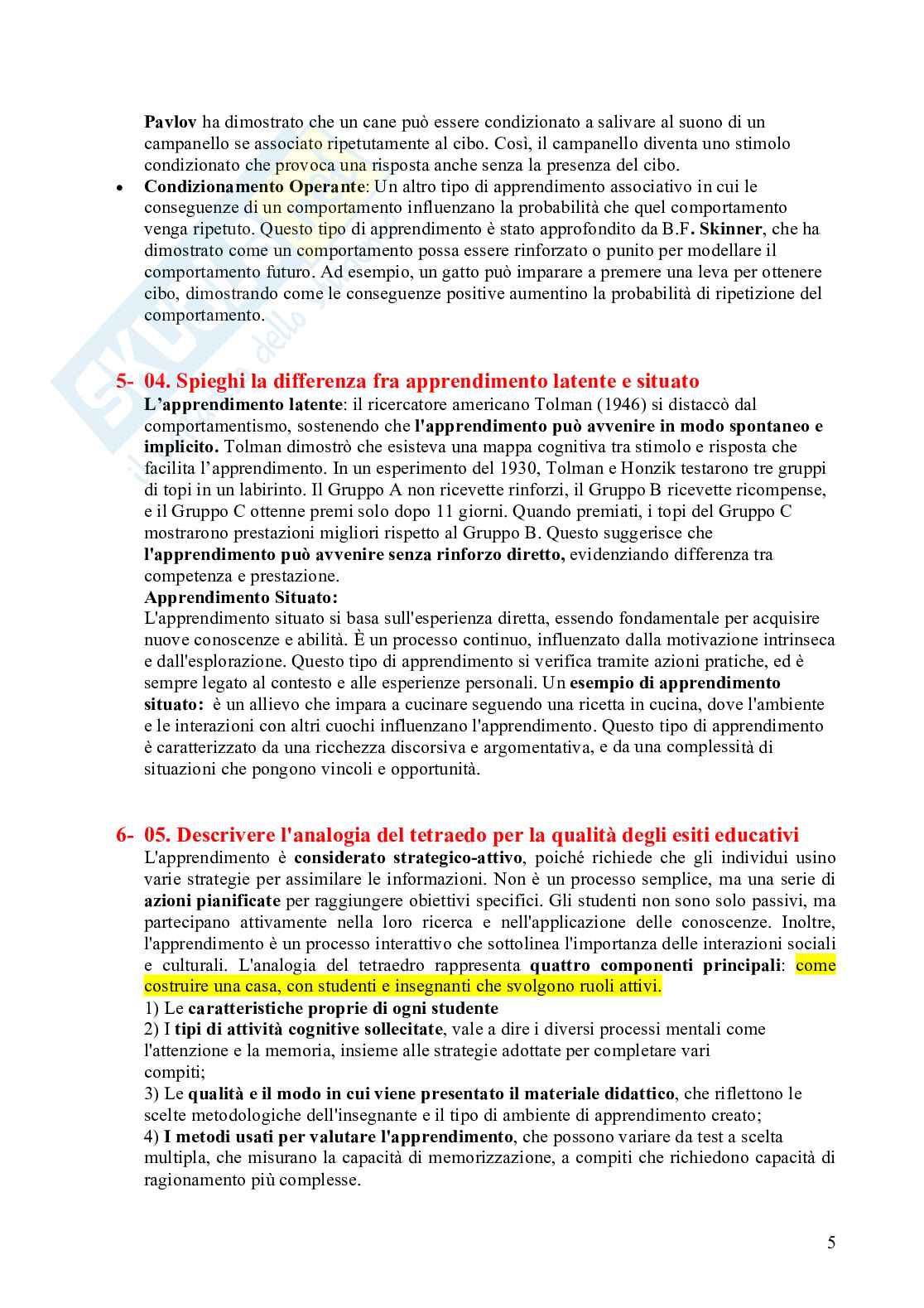 Paniere Psicologia dell'apprendimento - Risposte aperte - aggiornato (2026) Pag. 6