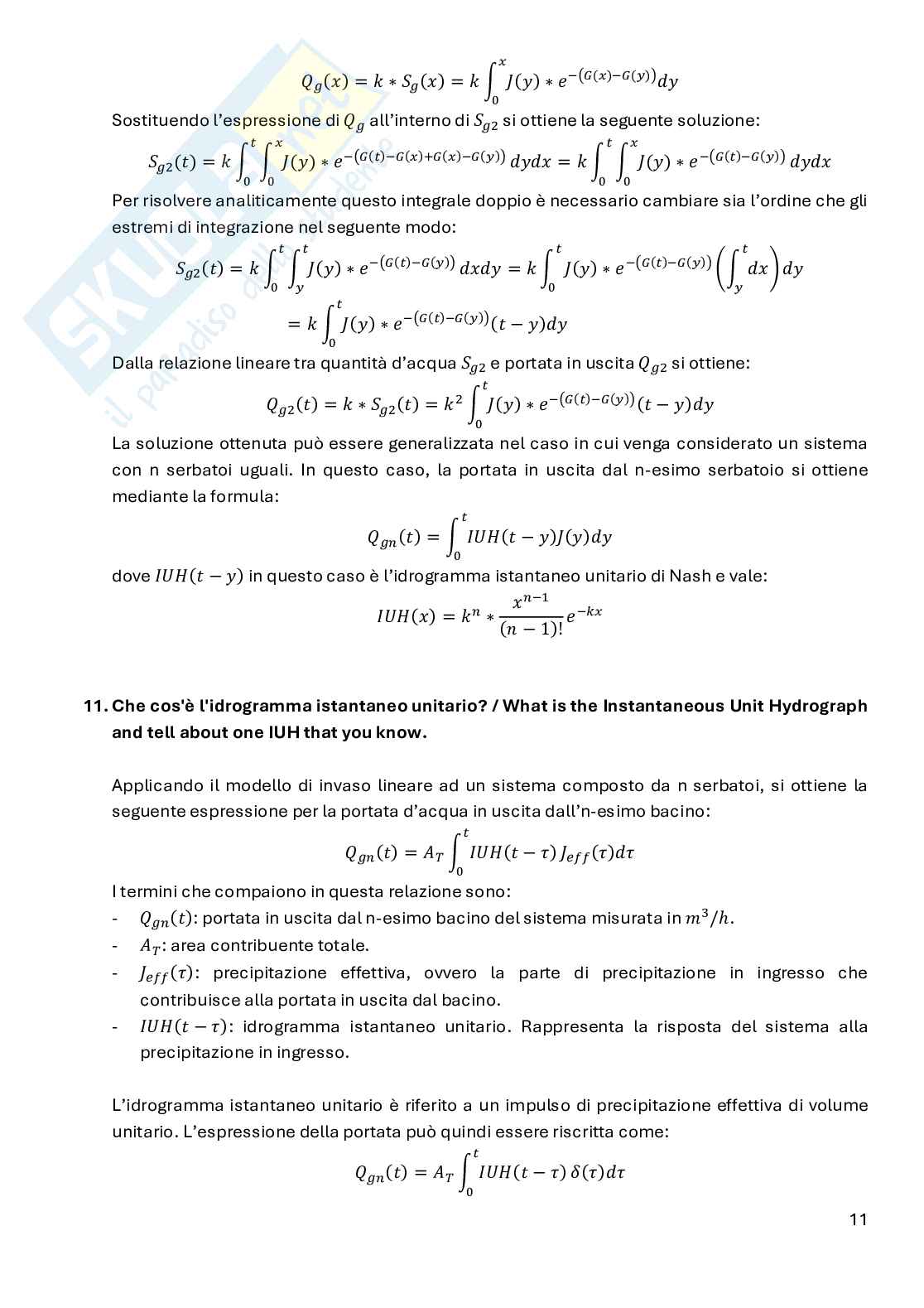 Risposte domande esame scritto Modellazione idrologica Pag. 11