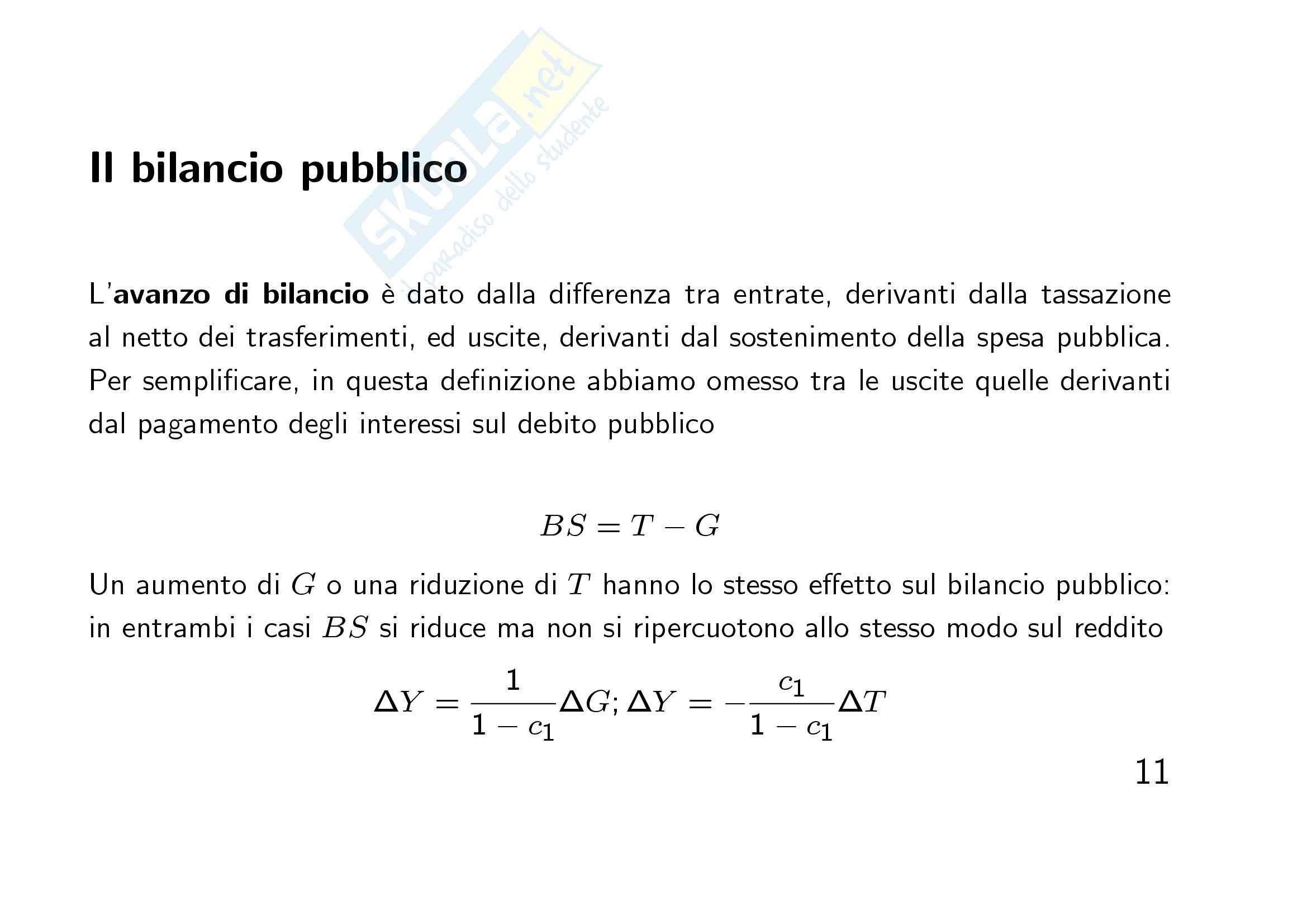 Economia finanziaria - il modello reddito-spesa Pag. 11