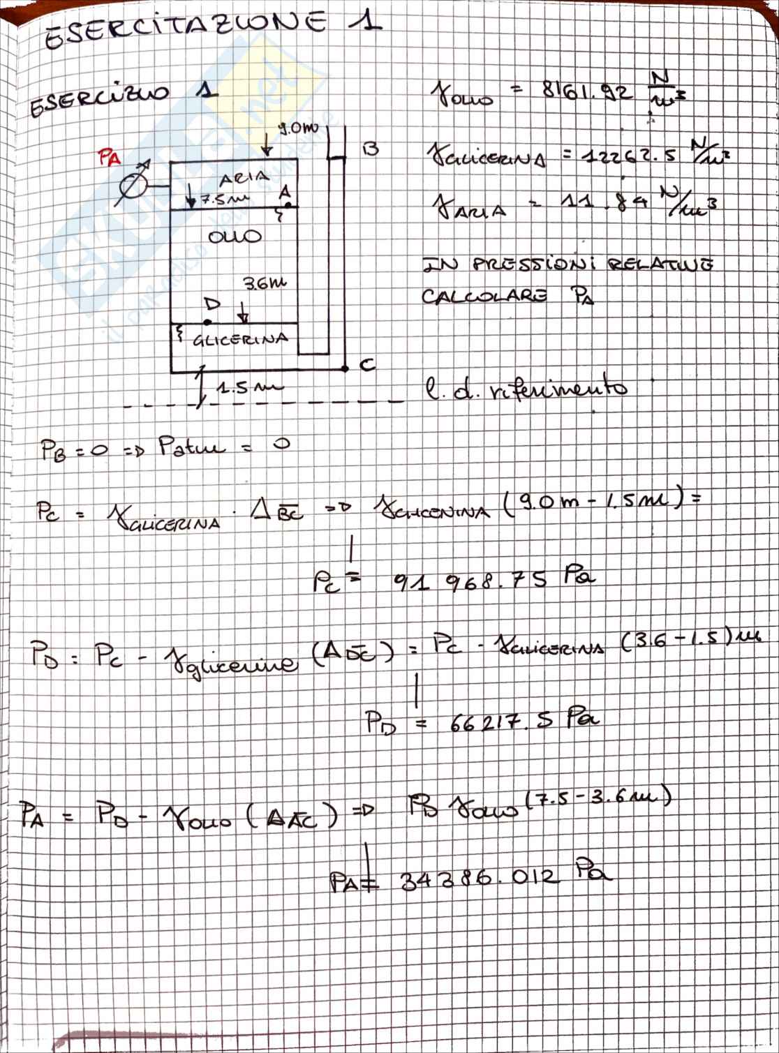 Esercitazione 1-2 Idrodinamica  Pag. 1