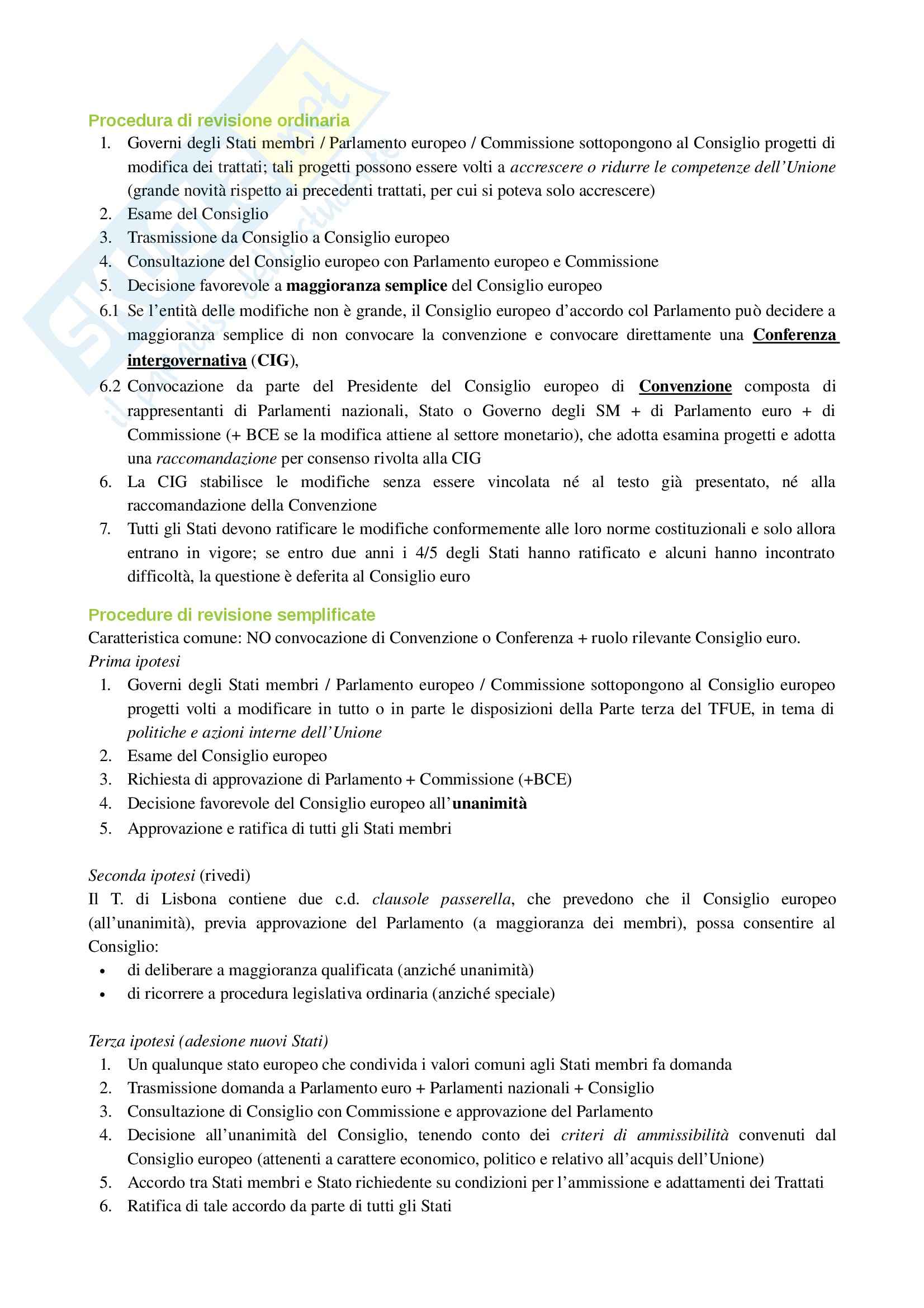Riassunto esame Diritto Unione Europea, prof. Porro, libro consigliato Manuale breve di diritto europeo, Calamia Pag. 26