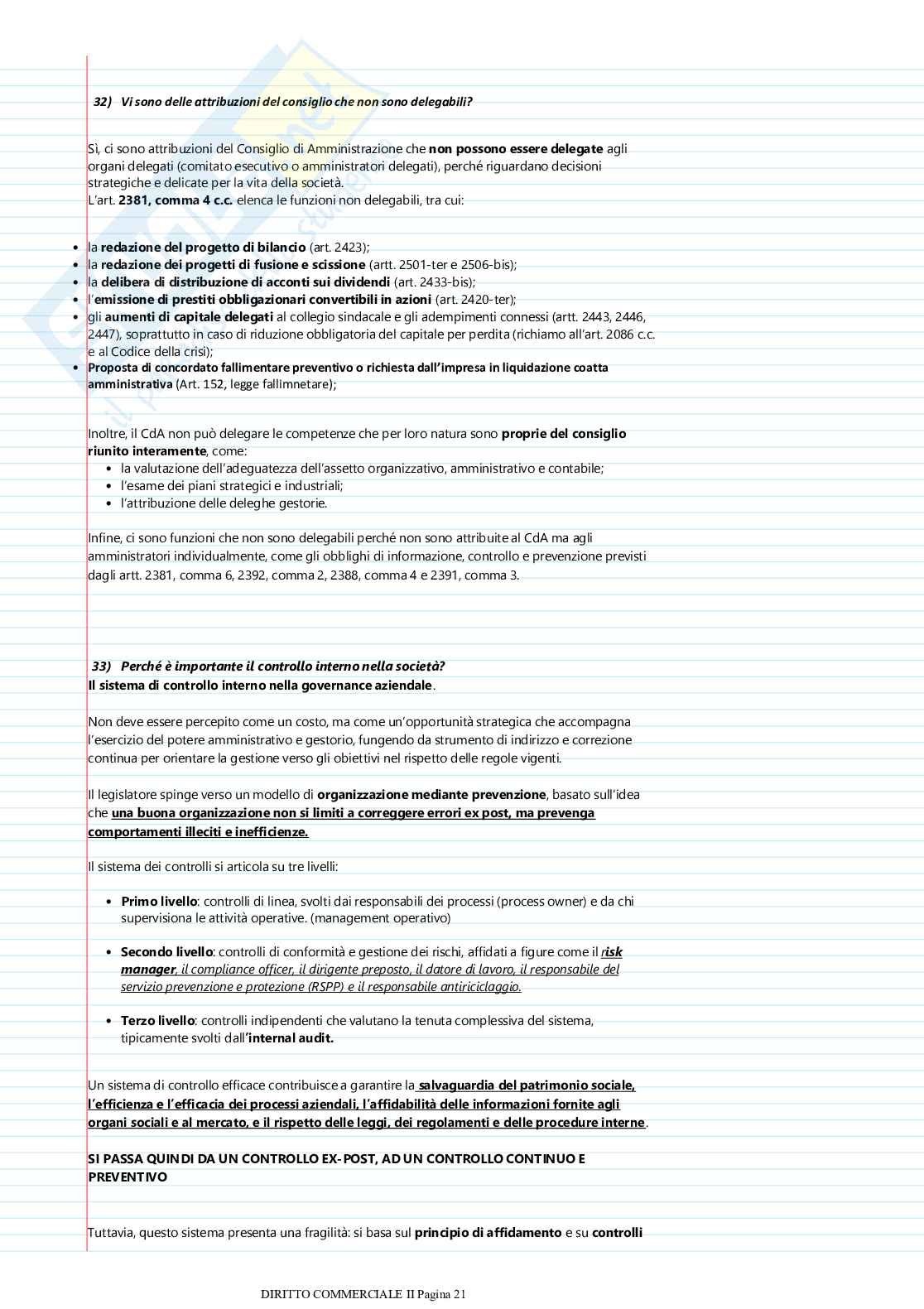 Domande Esame di Diritto commerciale II e commento Pag. 21