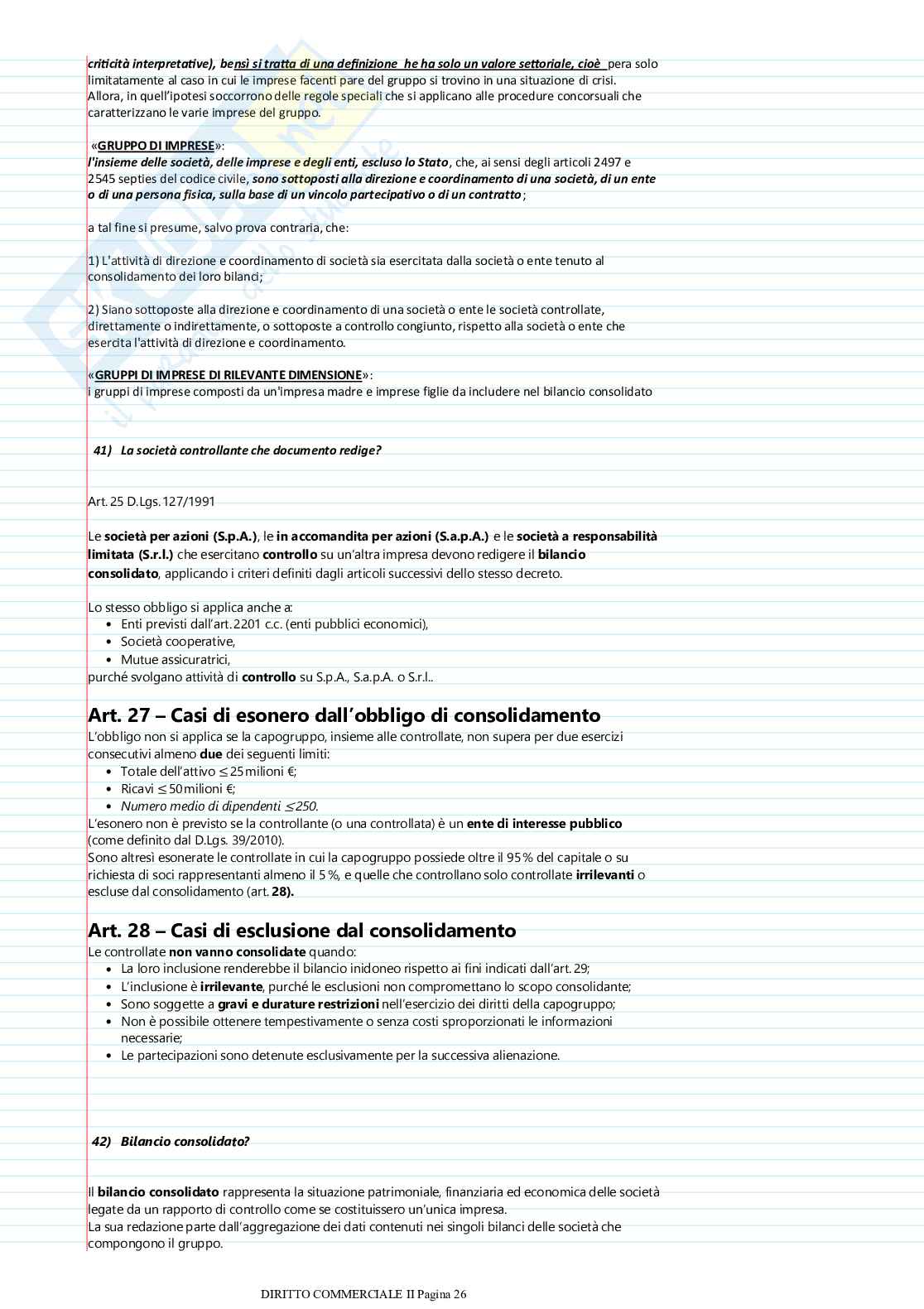 Domande Esame di Diritto commerciale II e commento Pag. 26