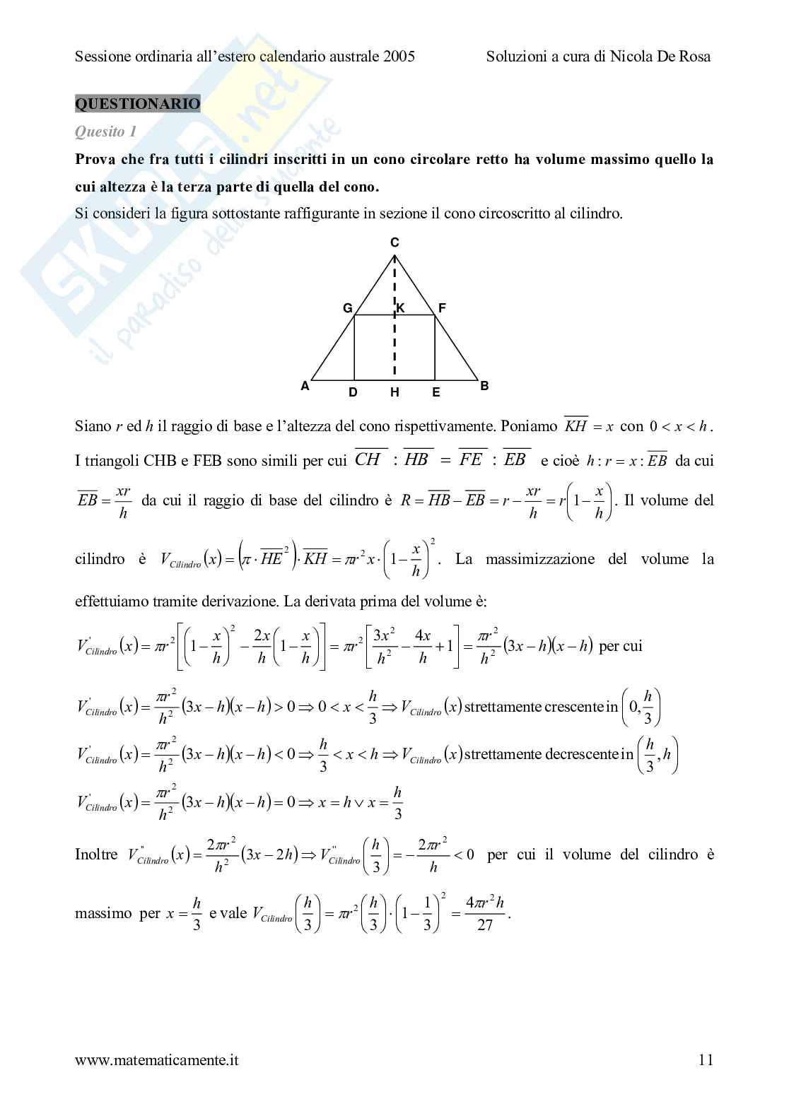 2005 - liceo scientifico, sessione ordinaria, scuole italiane all'estero, calendario australe Pag. 11