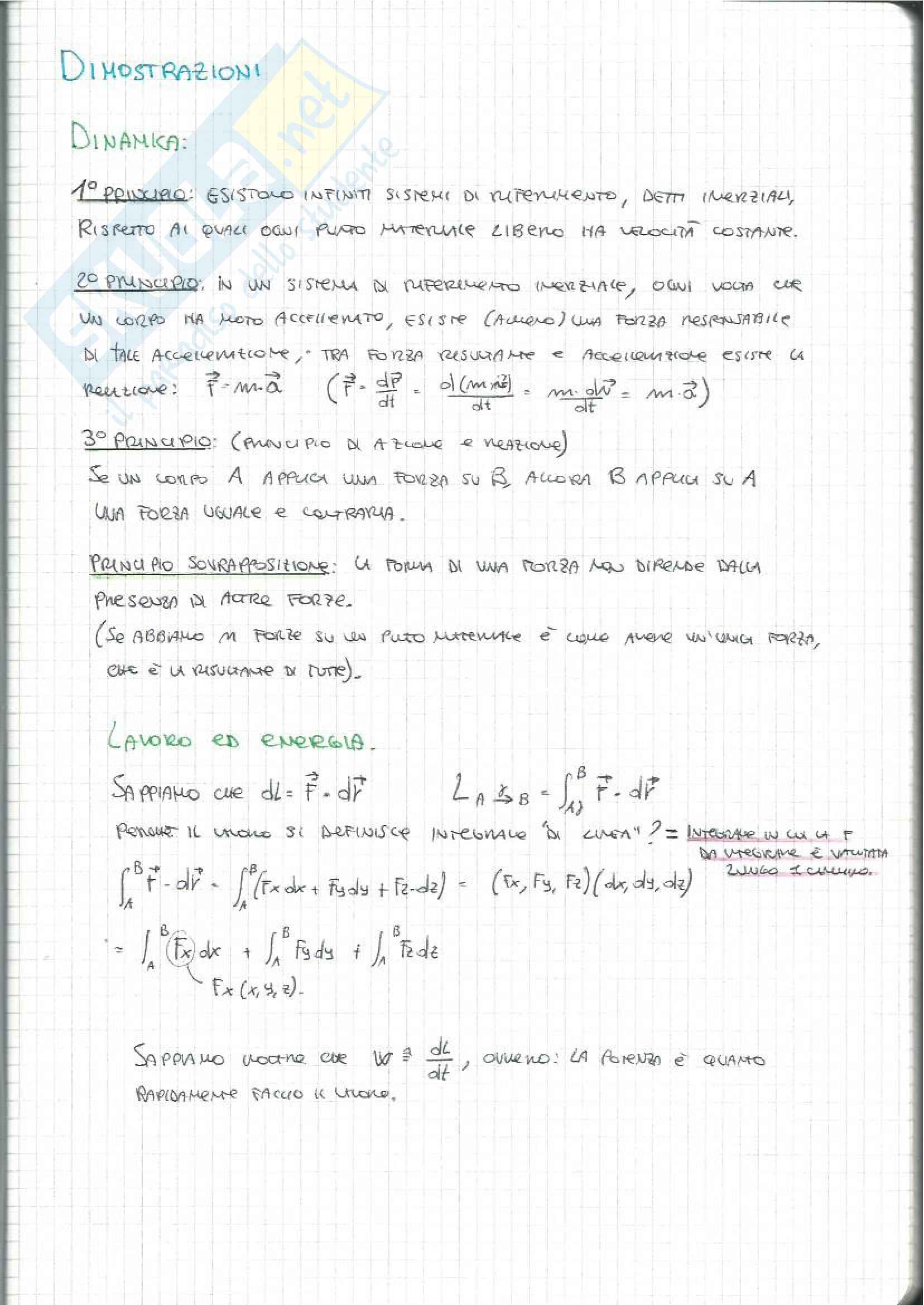 Fisica 1: dimostrazioni e formule Pag. 1