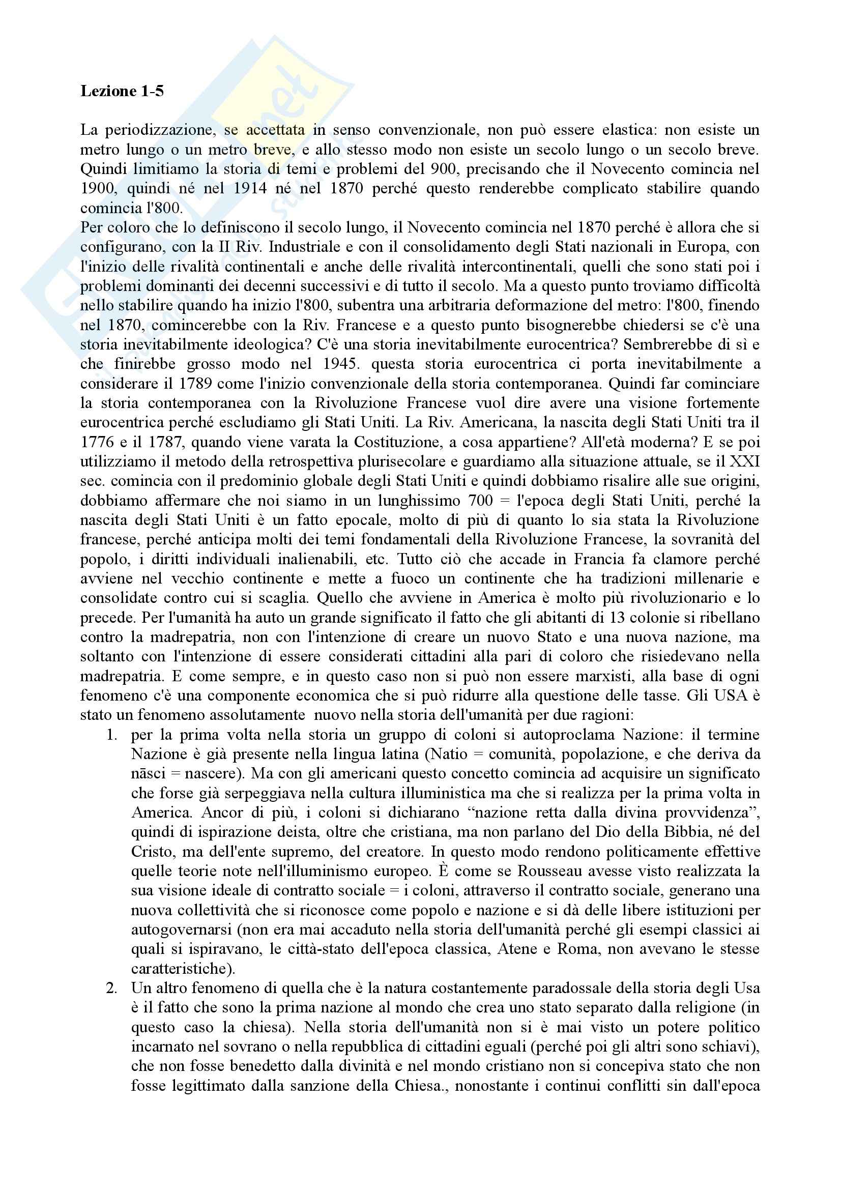 Storia contemporanea - Lezioni Pag. 1