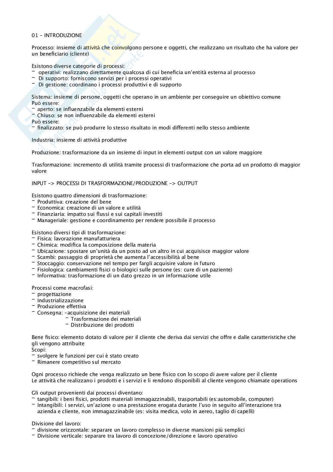 Appunti di Gestione industriale e logistica Pag. 1