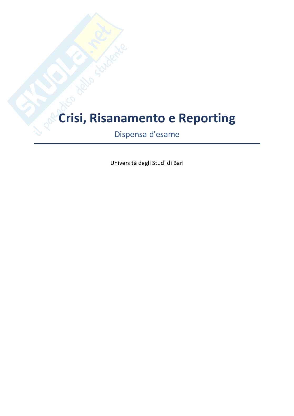 Appunti Crisi, risanamento e reporting (A.A. 2025/2026) Pag. 1