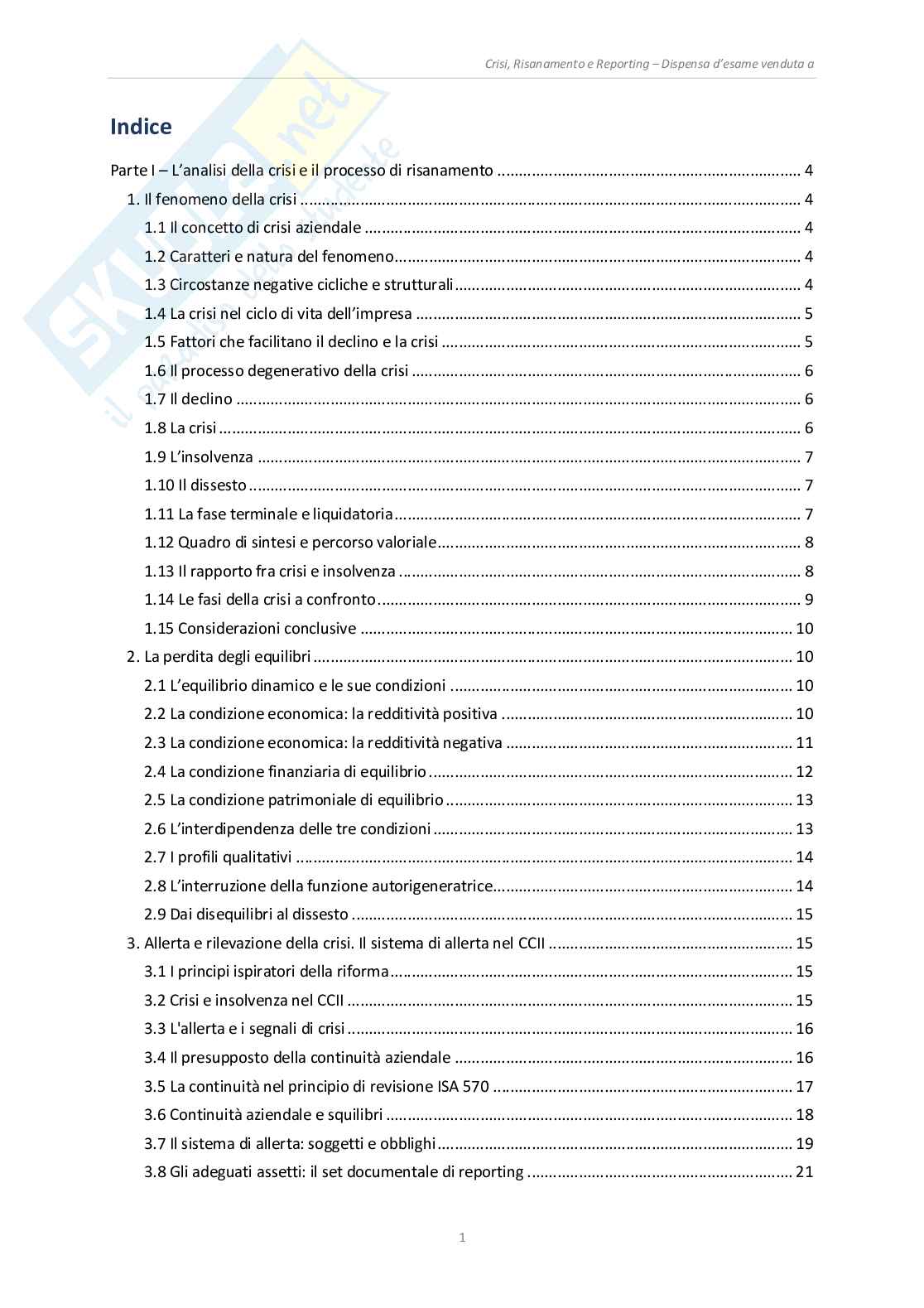 Appunti Crisi, risanamento e reporting (A.A. 2025/2026) Pag. 2