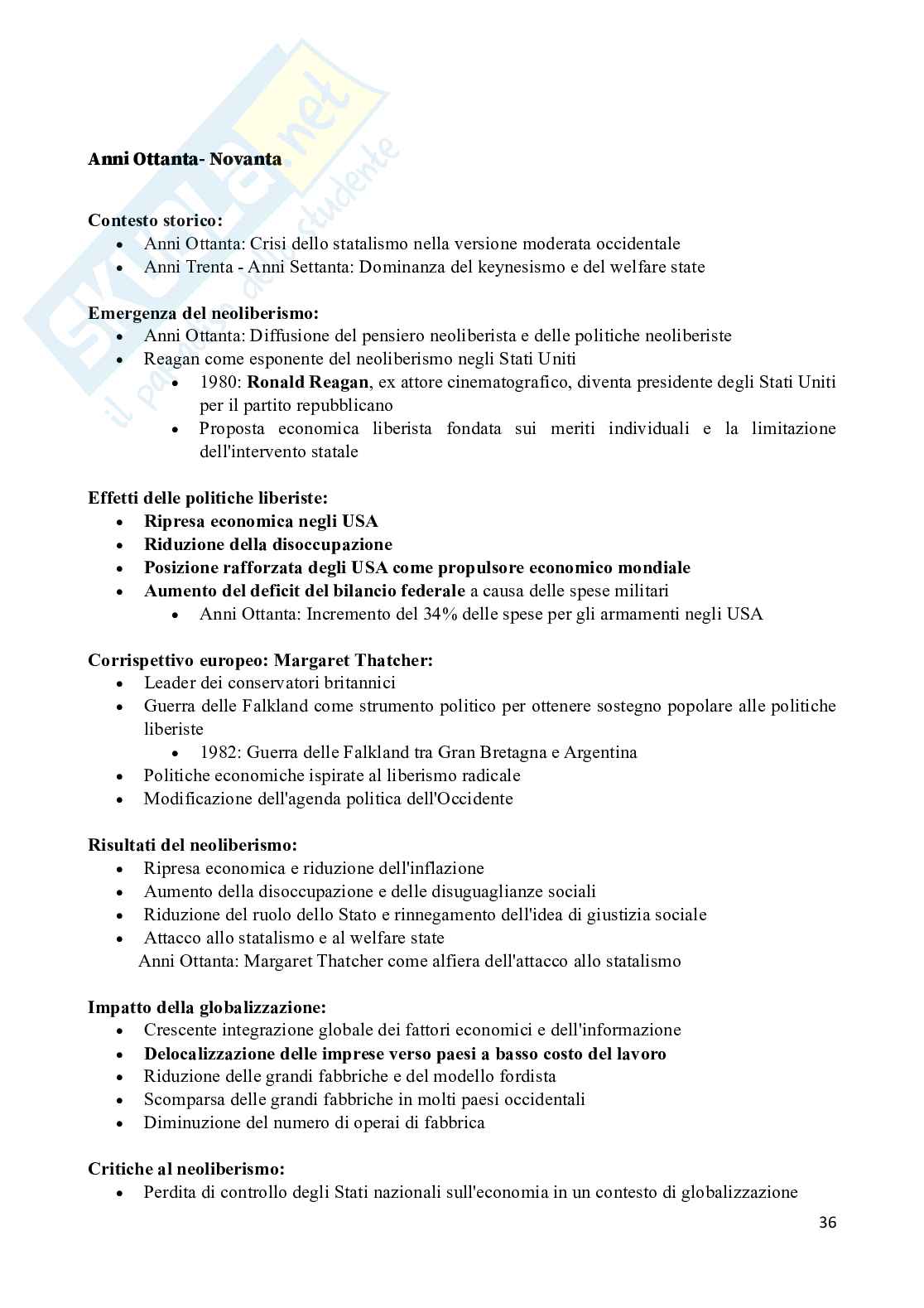 Mappe concettuali sintetiche e riepilogative degli argomenti più importanti del Novecento  Pag. 36