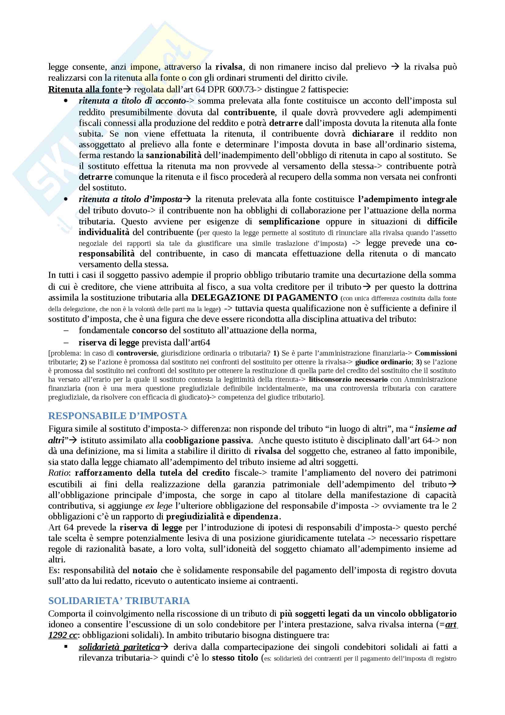 Riassunto esame Diritto tributario, prof. Tinelli, libro consigliato Istituzioni di diritto tributario di Tinelli - parte generale Pag. 21