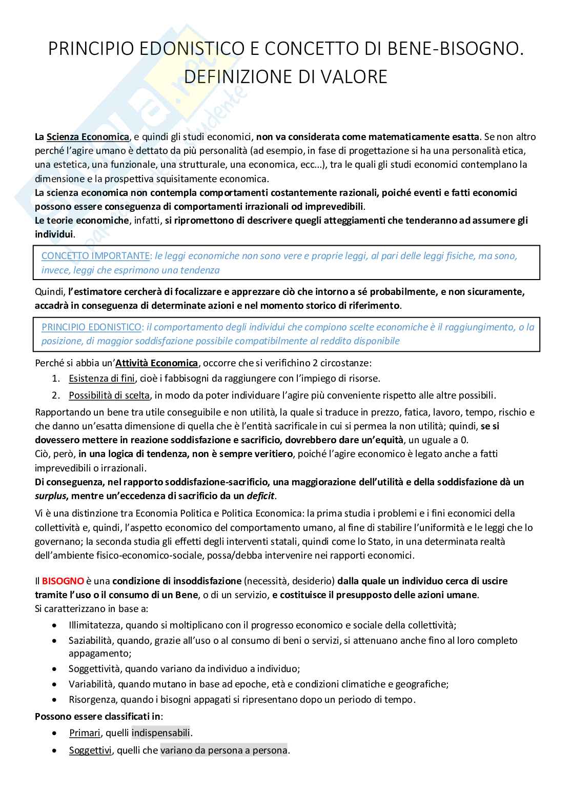 Appunti Estimo Pag. 1