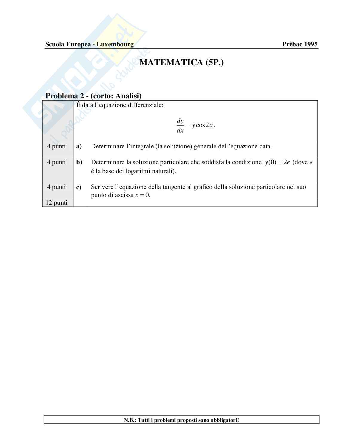 Compito di Analisi per la scuola europea di Luxemburg Pag. 2