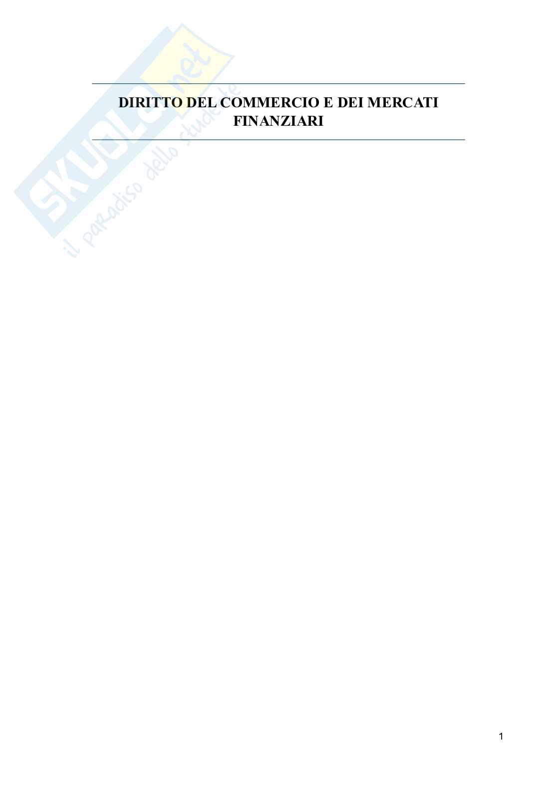 Appunti di Diritto del commercio e dei mercati finanziari Pag. 1