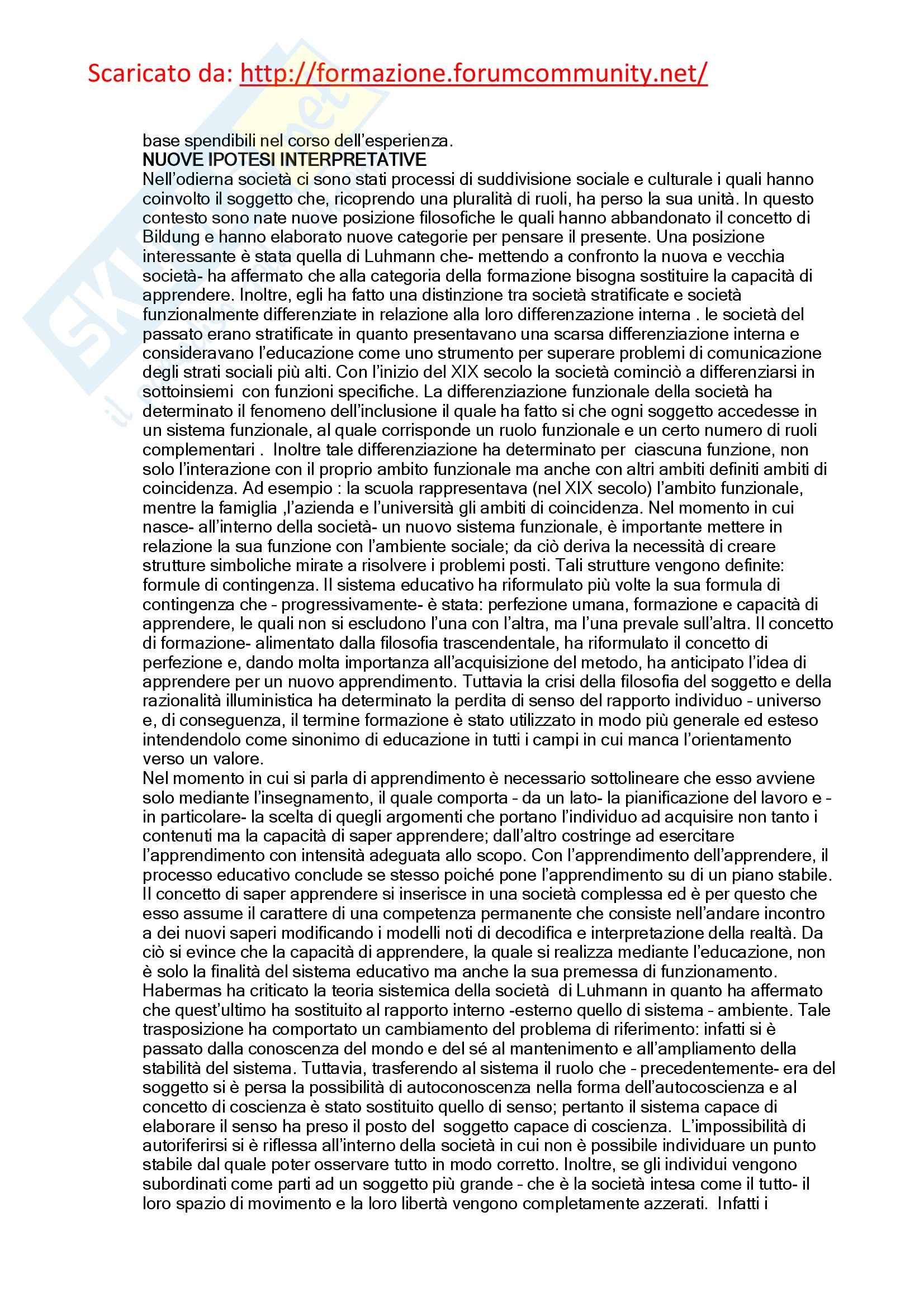 Pedagogia della formazione Pag. 11