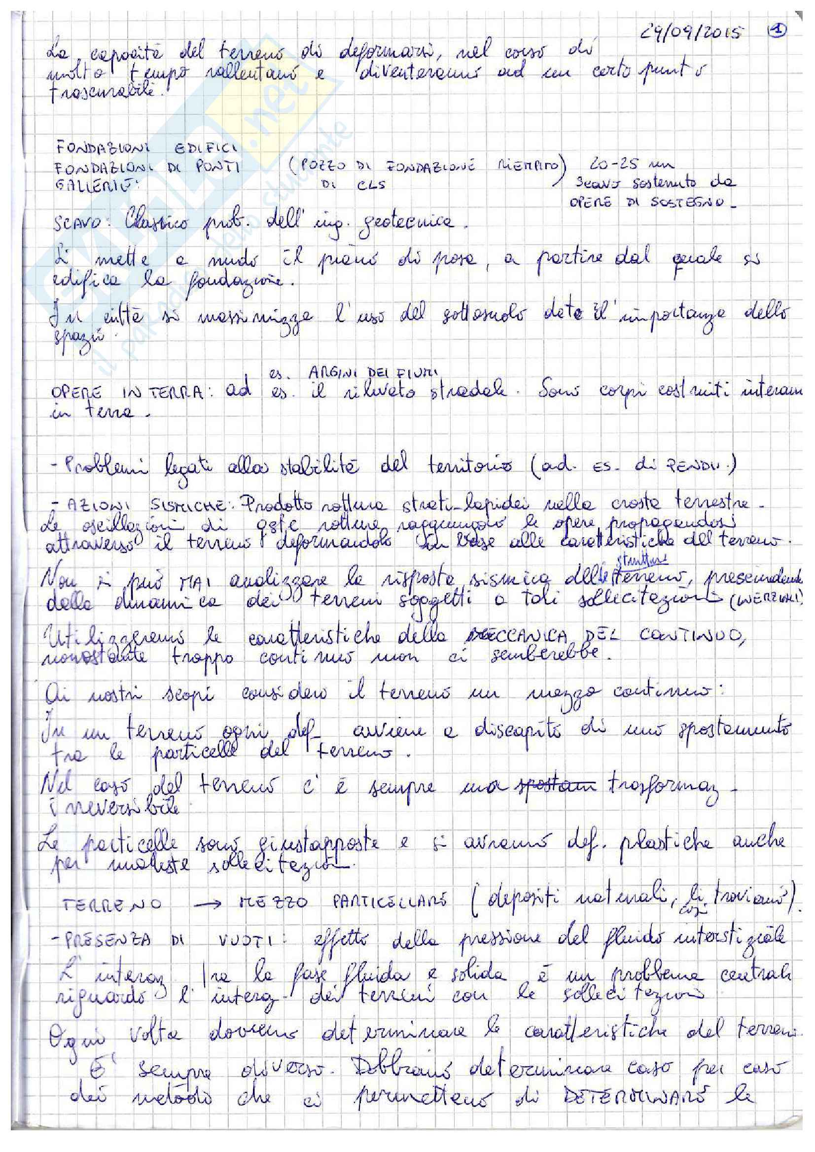 Lezioni: appunti di meccanica delle terre Pag. 1