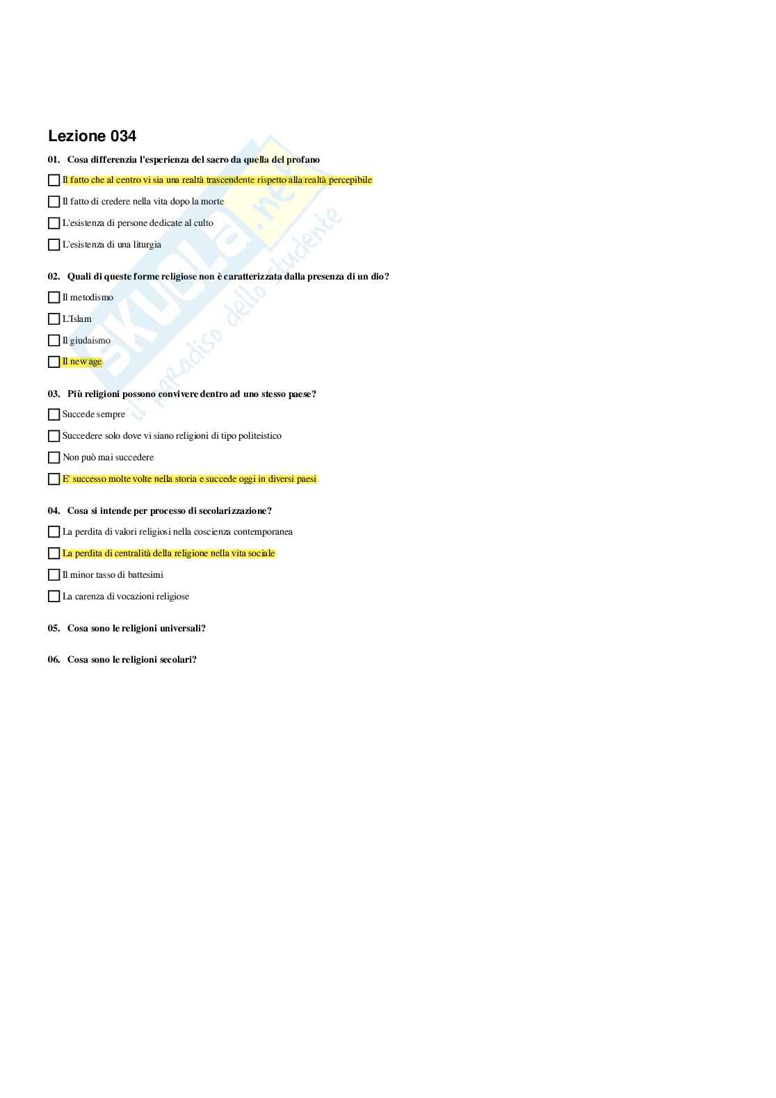 Paniere Sociologia generale - Risposte multiple - aggiornato (2025) Pag. 36