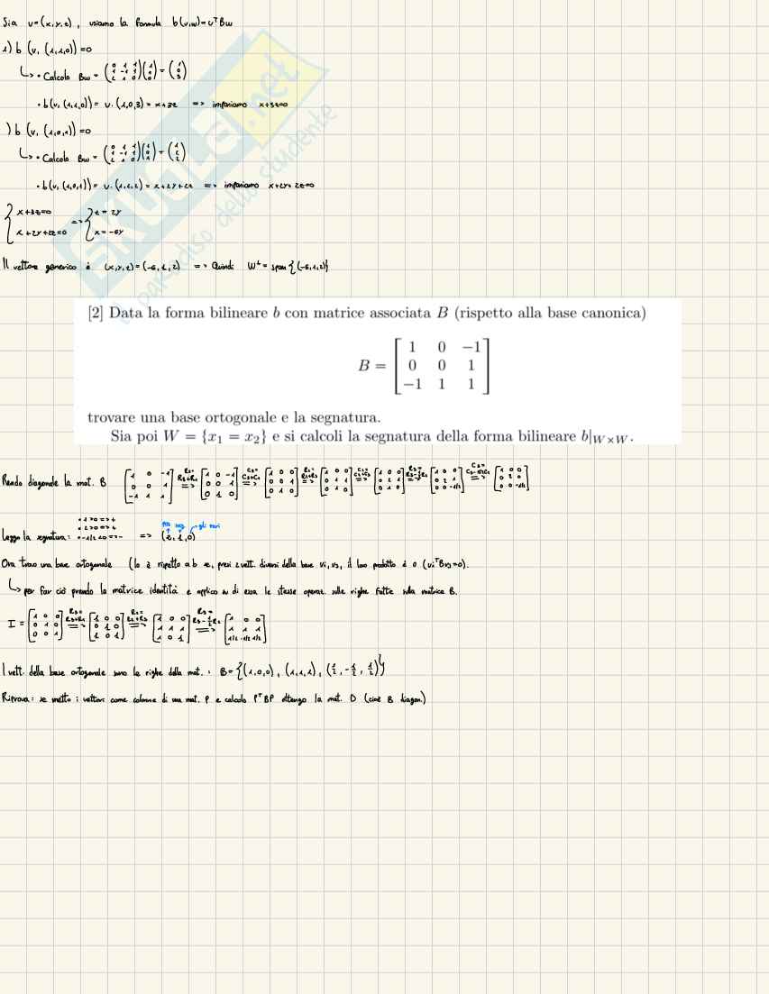 Geometria avanzata: esercizi su forme bilineari e prodotti scalari Pag. 6