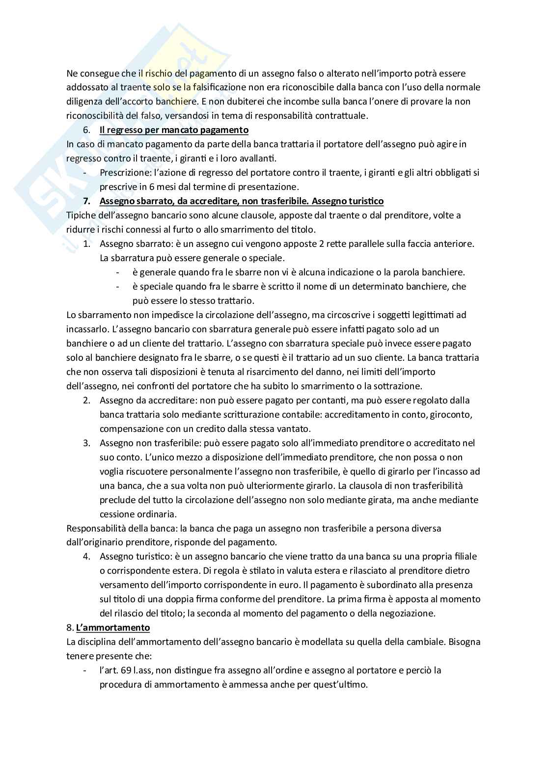 Riassunto esame Diritto commerciale, Prof. Righini Elisabetta, libro consigliato Titoli di credito e procedure concorsuali, Campobasso Pag. 16