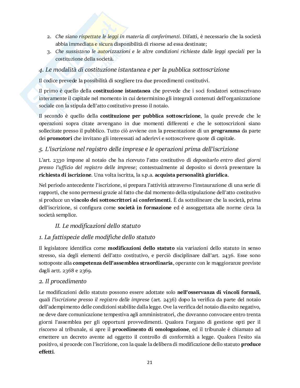 Riassunto esame Diritto commerciale , Prof. Tedeschi Claudia, libro consigliato Manuale di diritto commerciale, Cian Pag. 21