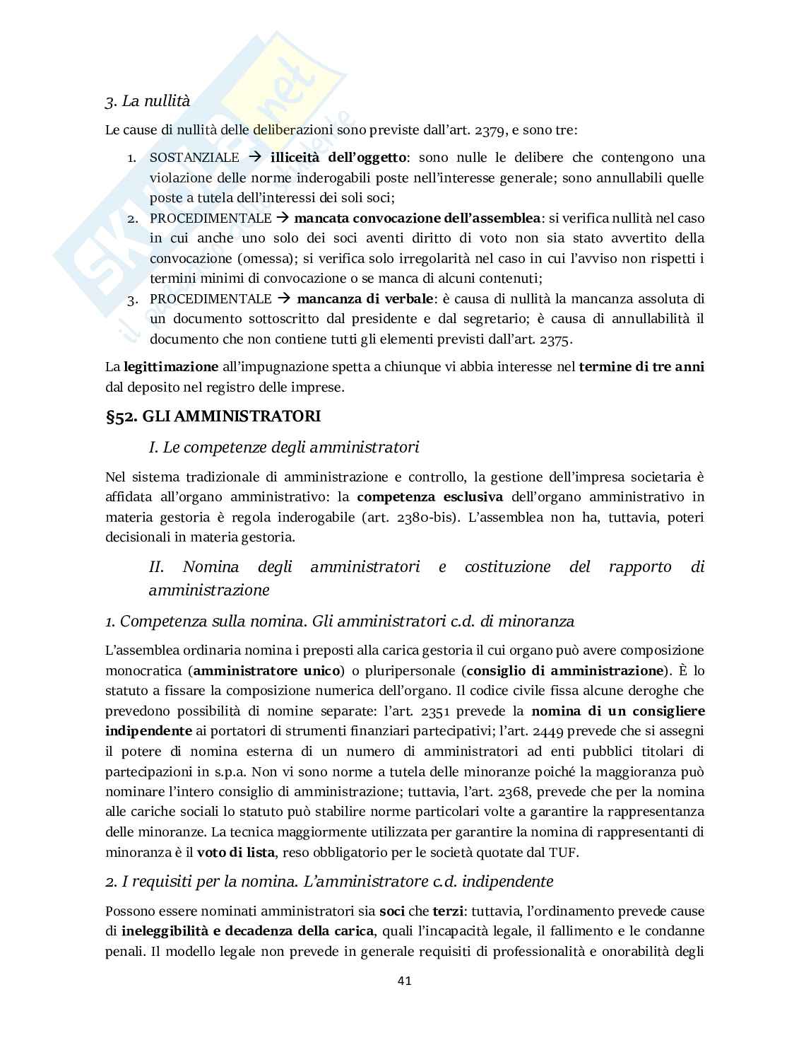 Riassunto esame Diritto commerciale , Prof. Tedeschi Claudia, libro consigliato Manuale di diritto commerciale, Cian Pag. 41