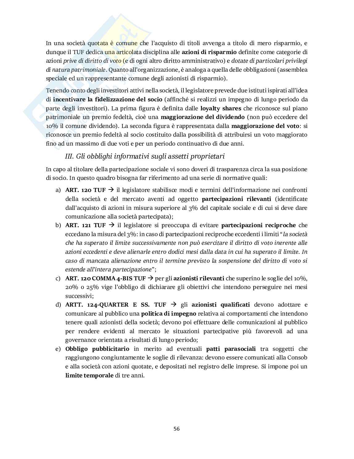 Riassunto esame Diritto commerciale , Prof. Tedeschi Claudia, libro consigliato Manuale di diritto commerciale, Cian Pag. 56