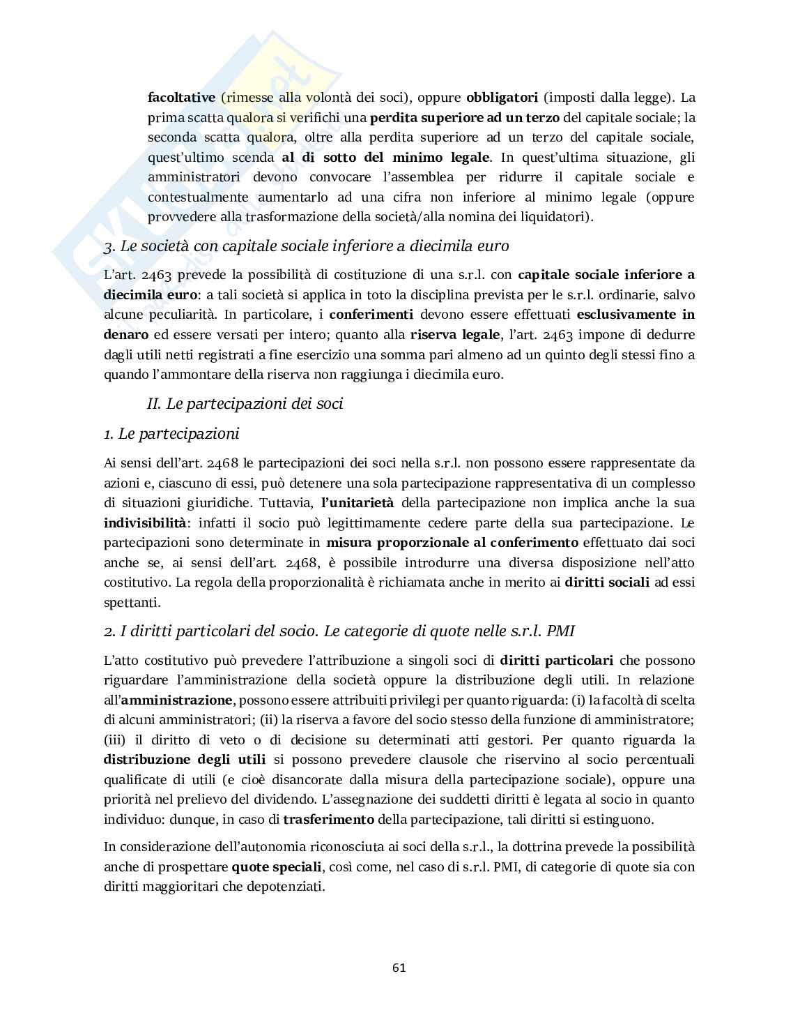 Riassunto esame Diritto commerciale , Prof. Tedeschi Claudia, libro consigliato Manuale di diritto commerciale, Cian Pag. 61