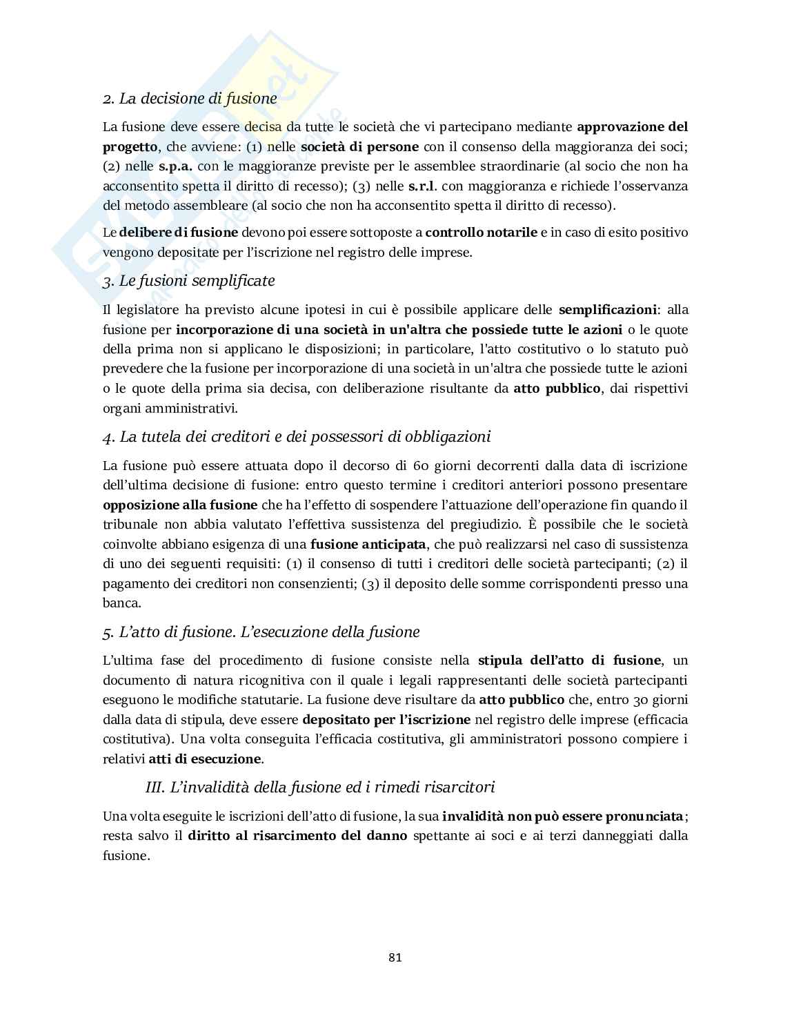 Riassunto esame Diritto commerciale , Prof. Tedeschi Claudia, libro consigliato Manuale di diritto commerciale, Cian Pag. 81