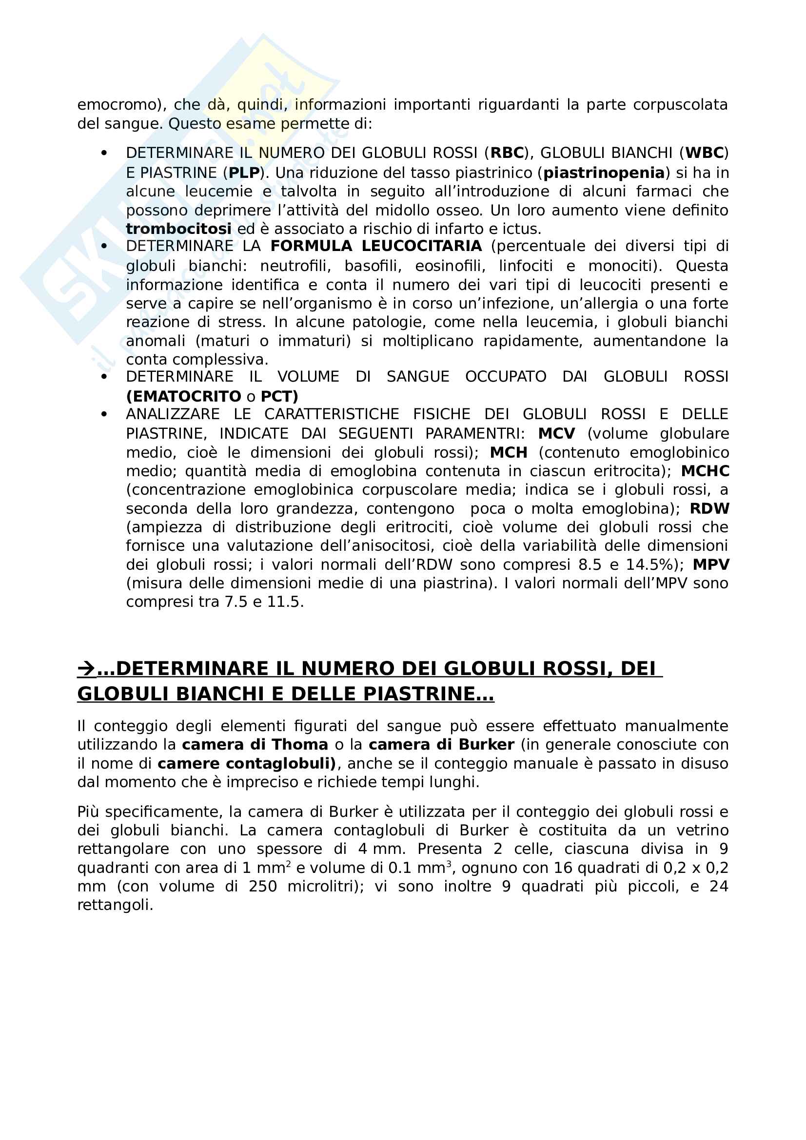 1 Esami ematologici di routine (pt, ptt, tt, emocromo, striscio di sangue, determinazione dei gruppi sanguigni, test di coombs) Pag. 11