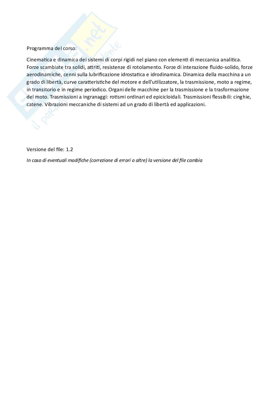 Appunti riassuntivi e Formulari di Meccanica applicata alle macchine Pag. 2