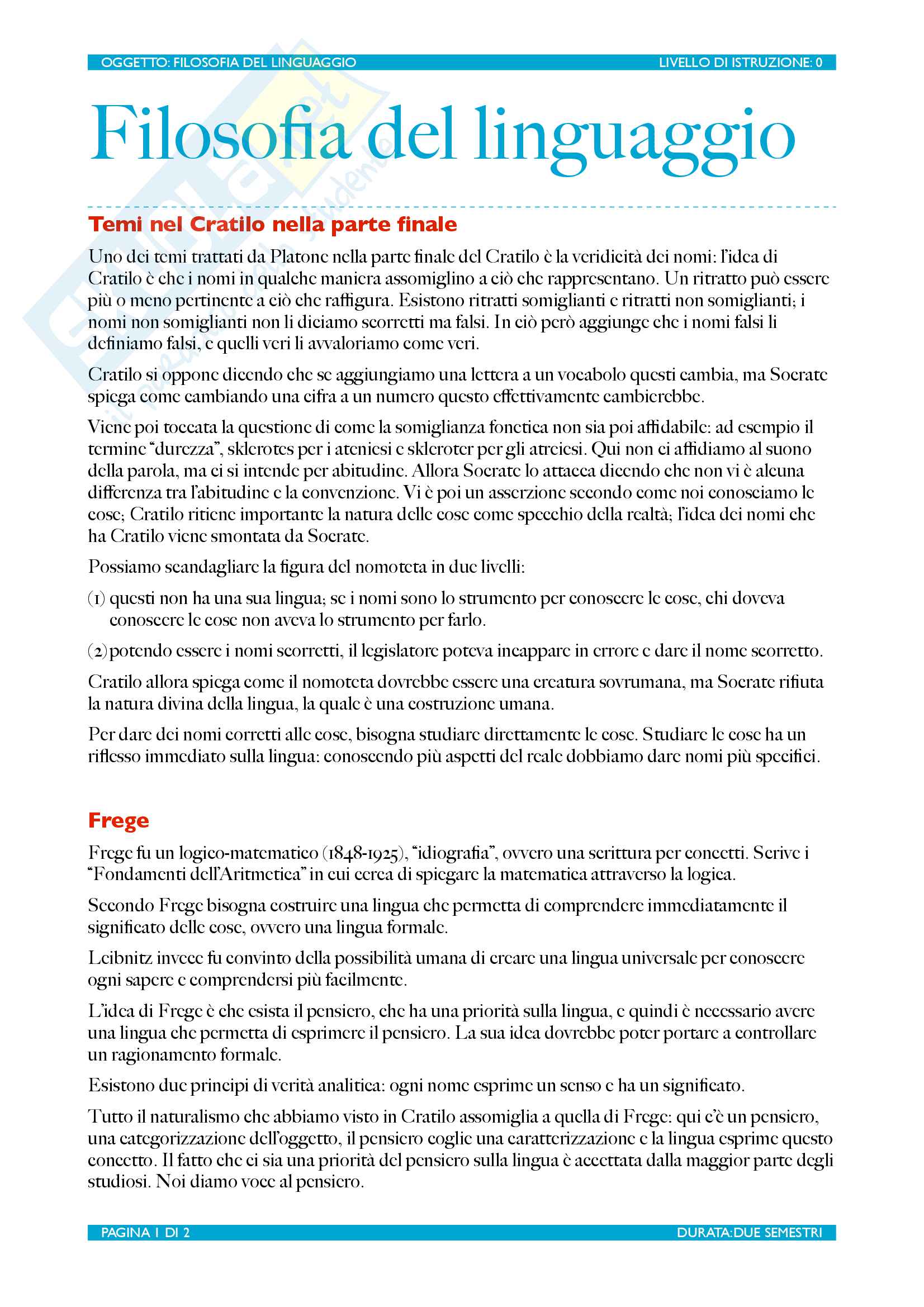 Filosofia del linguaggio Pag. 16