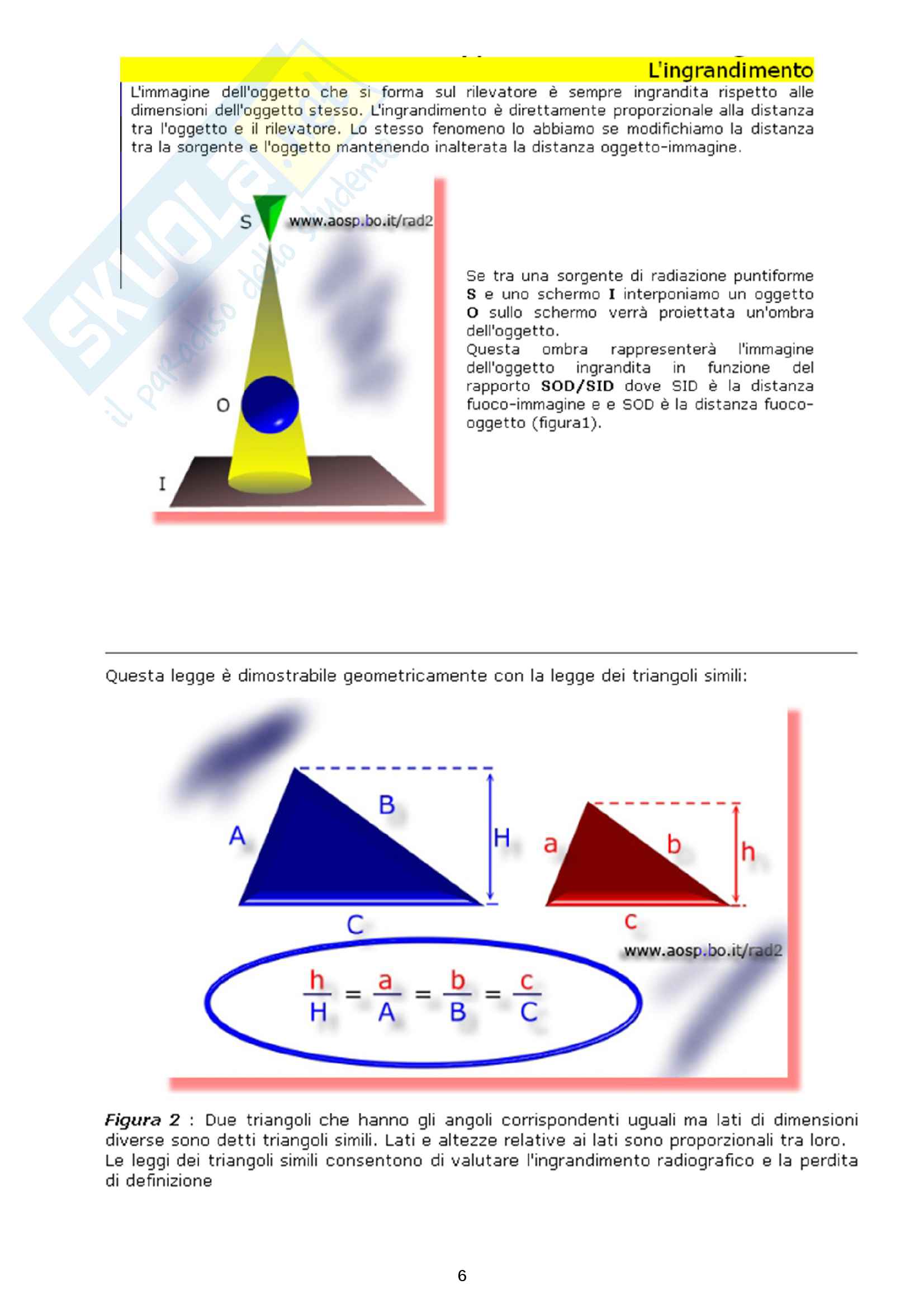 Fattori geometrici e immagini radiografiche Pag. 6