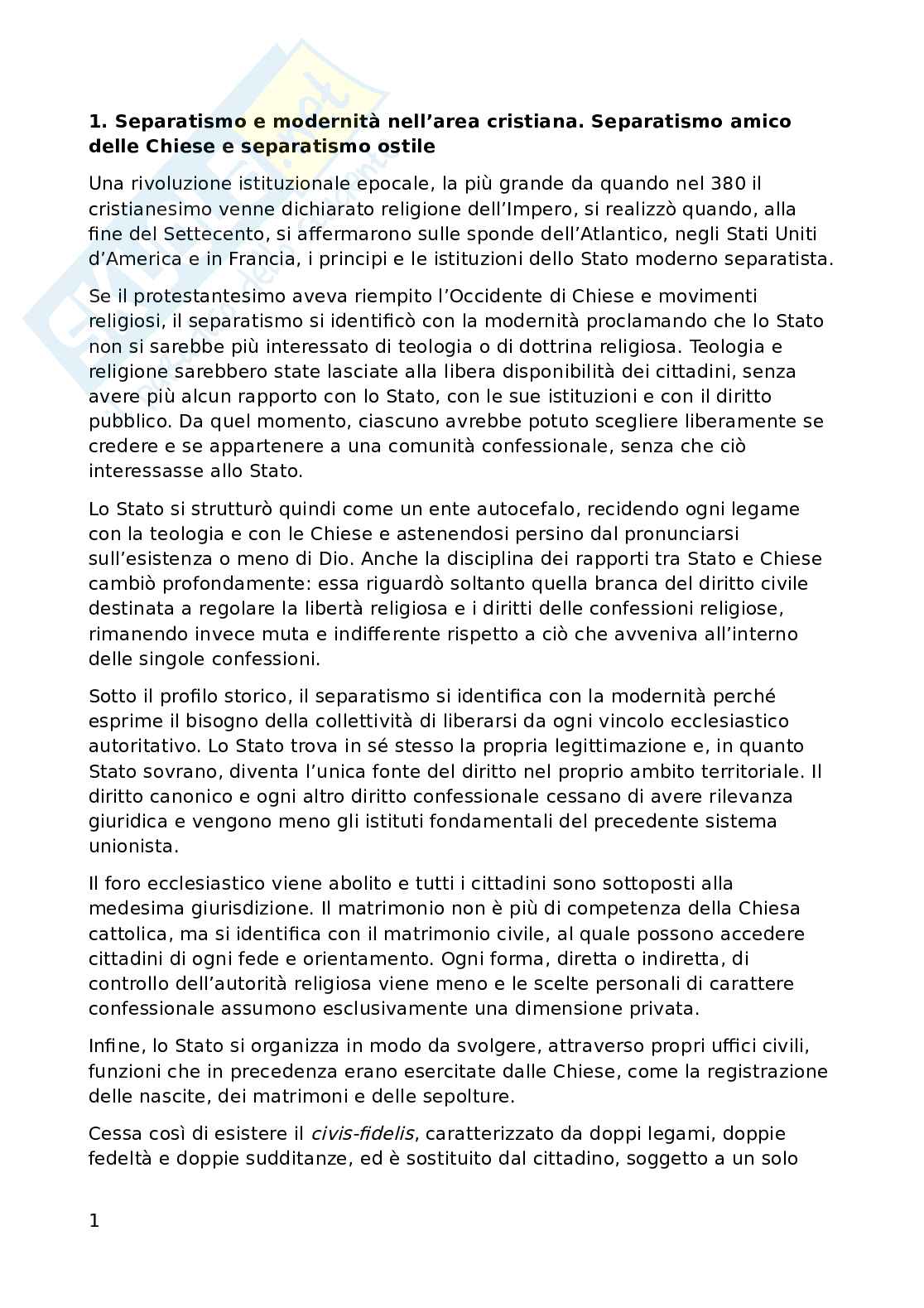 Diritto ecclesiastico  Pag. 1