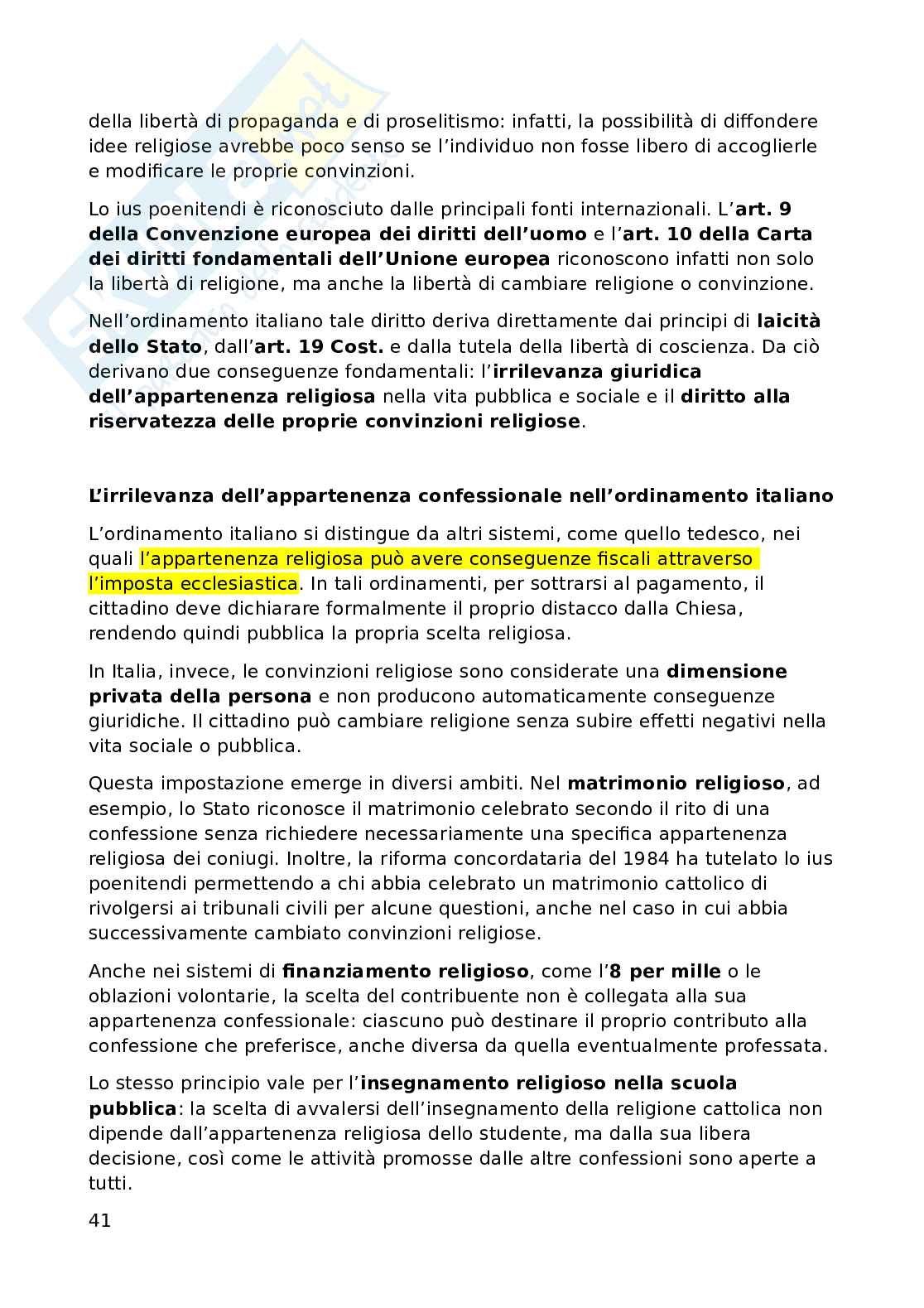 Diritto ecclesiastico  Pag. 41