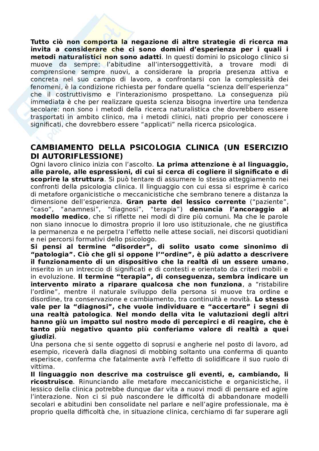 Riassunto esame Psicologia, prof Faccio, libro consigliato Psicologia clinica dell'interazione e psicoterapia, Salvini, Dondoni Pag. 31