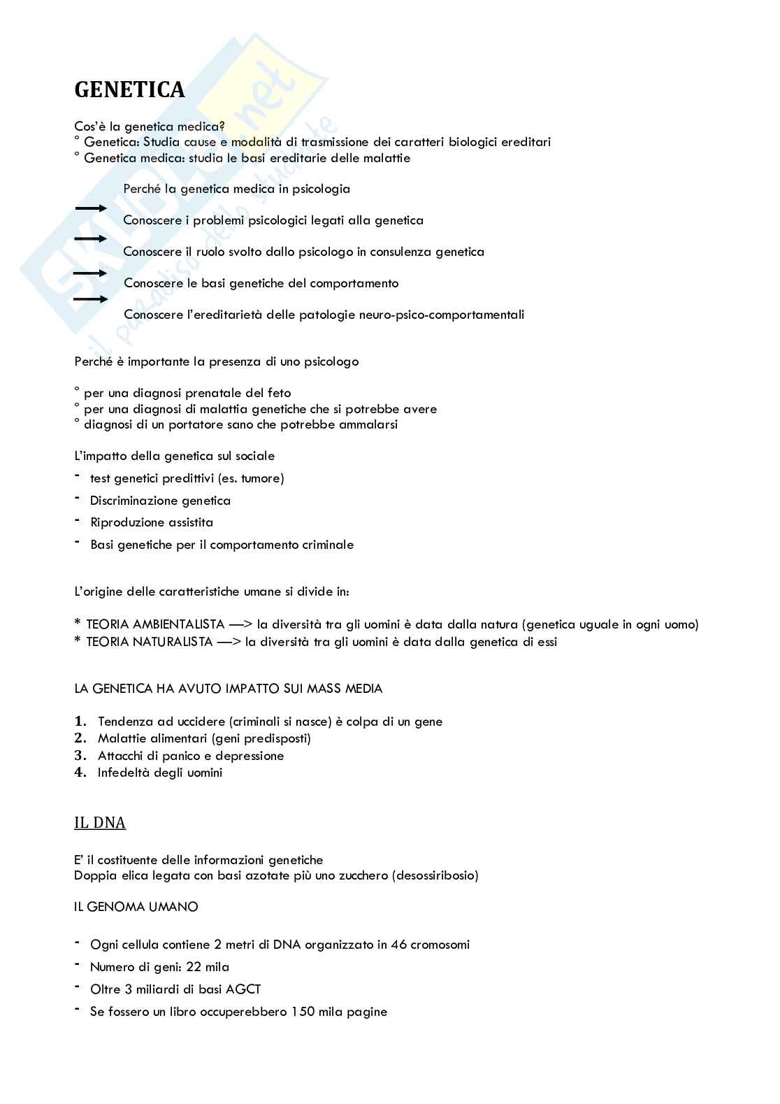Appunti di Genetica medica Pag. 1