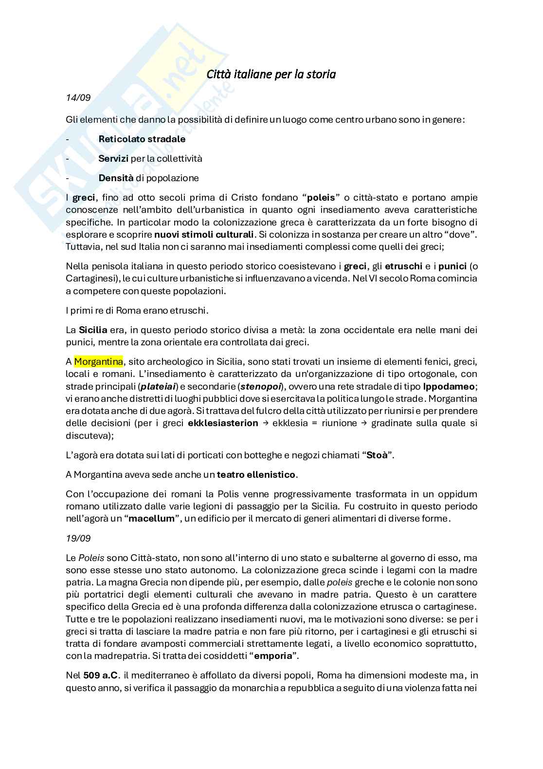 Appunti del corso Città italiane nella storia, A.A. 2025-2026 Pag. 1