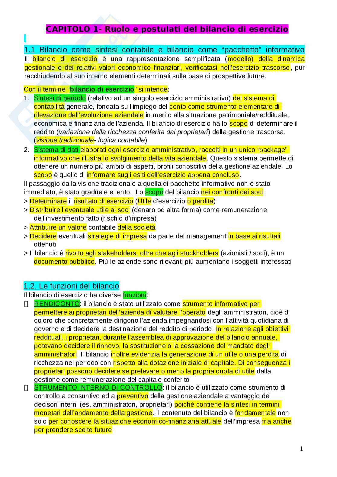 Appunti Contabilità e bilancio, primo parziale  Pag. 1