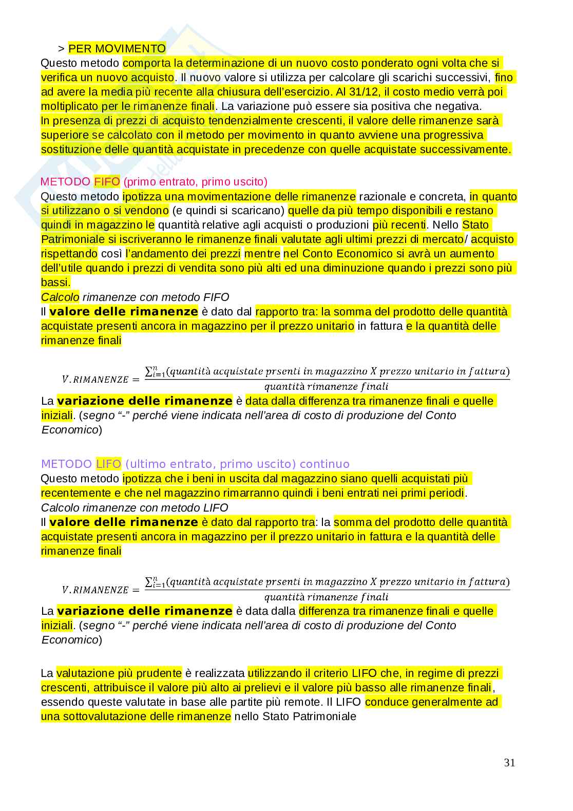 Appunti Contabilità e bilancio, primo parziale  Pag. 31