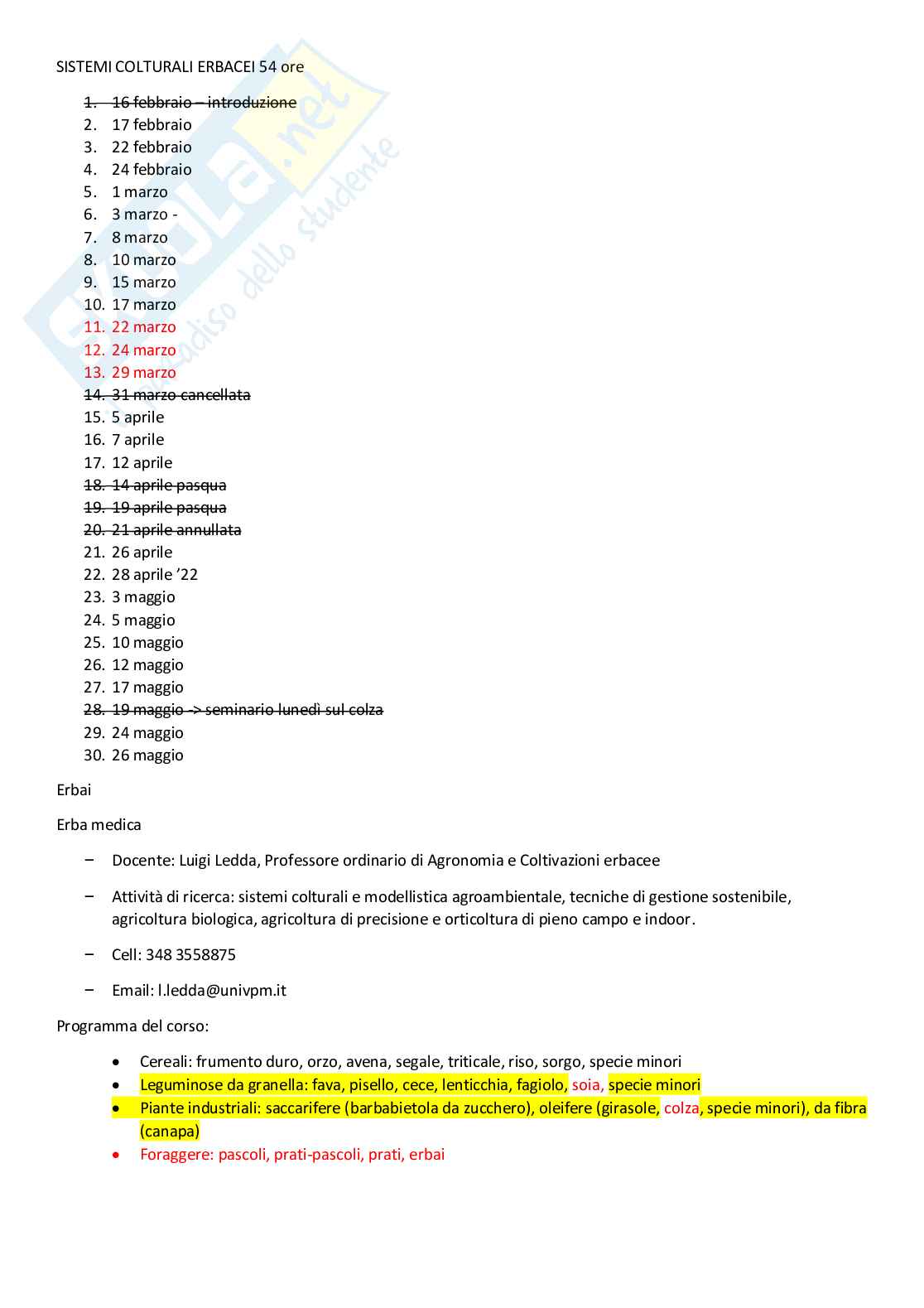 Sistemi colturali erbacei Pag. 1