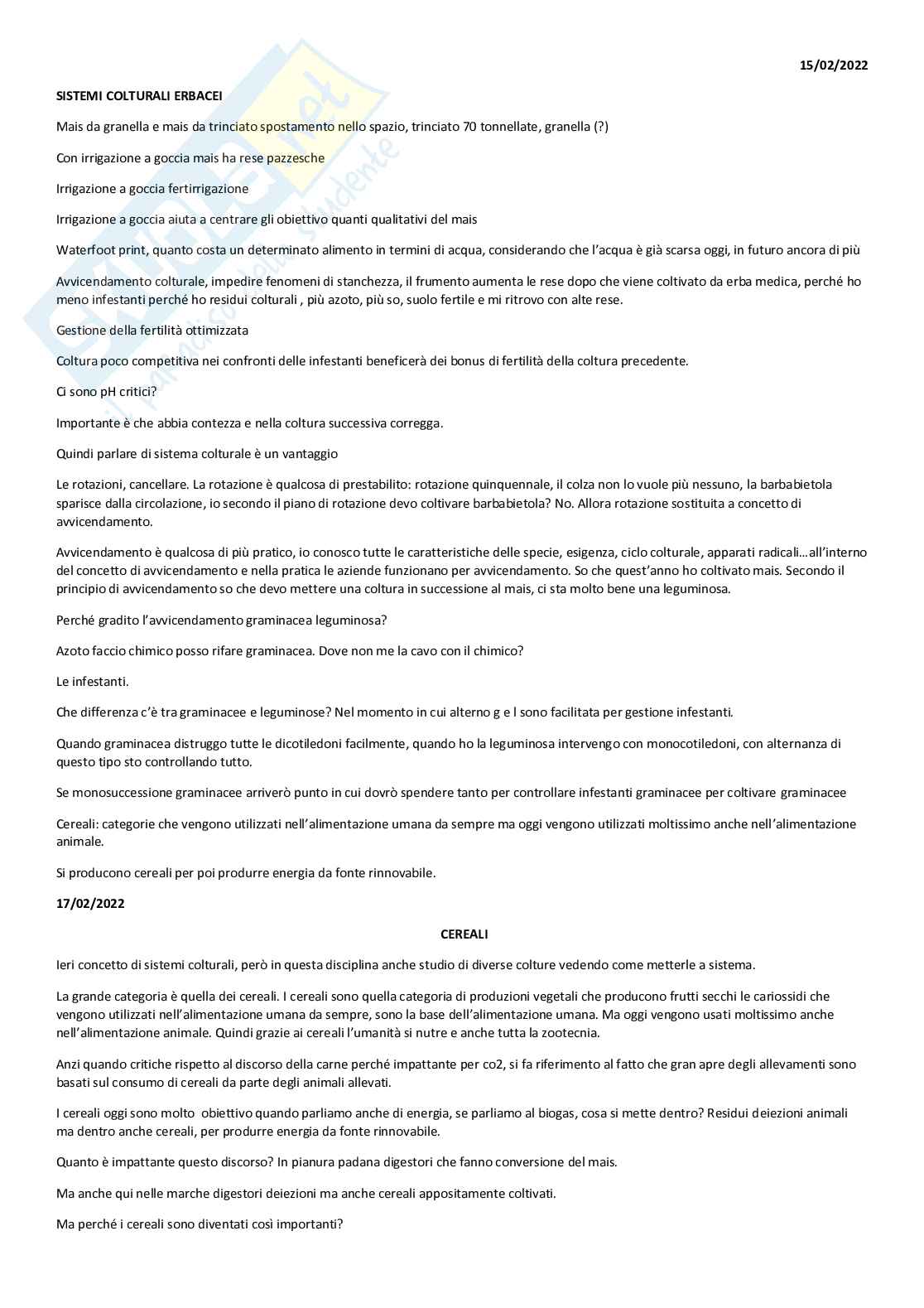 Sistemi colturali erbacei Pag. 2