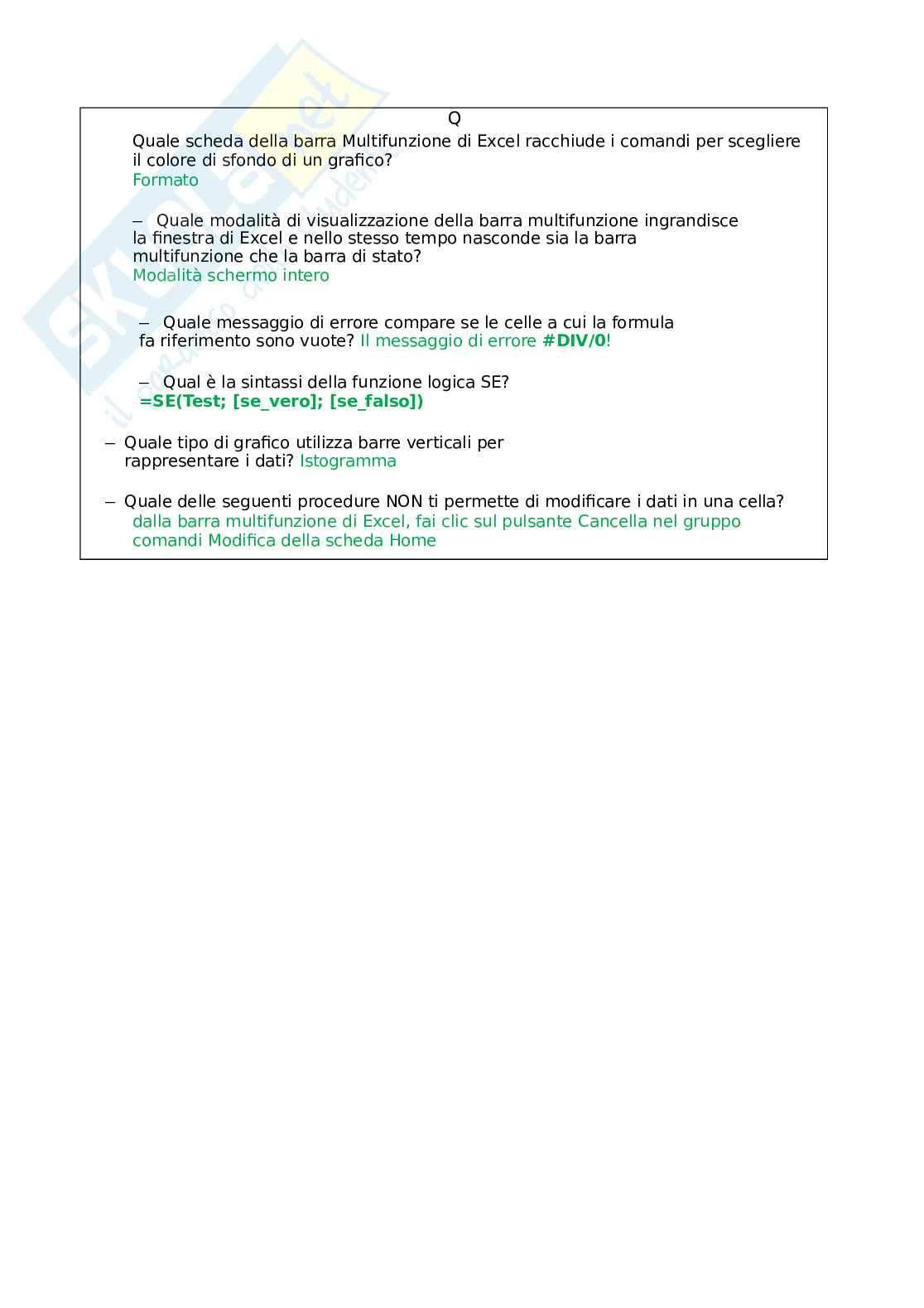 Eipass 7 moduli - Modulo 6 (Excel - Funzioni e strumenti essenziali). Aggiornato e completo. In ordine Pag. 11