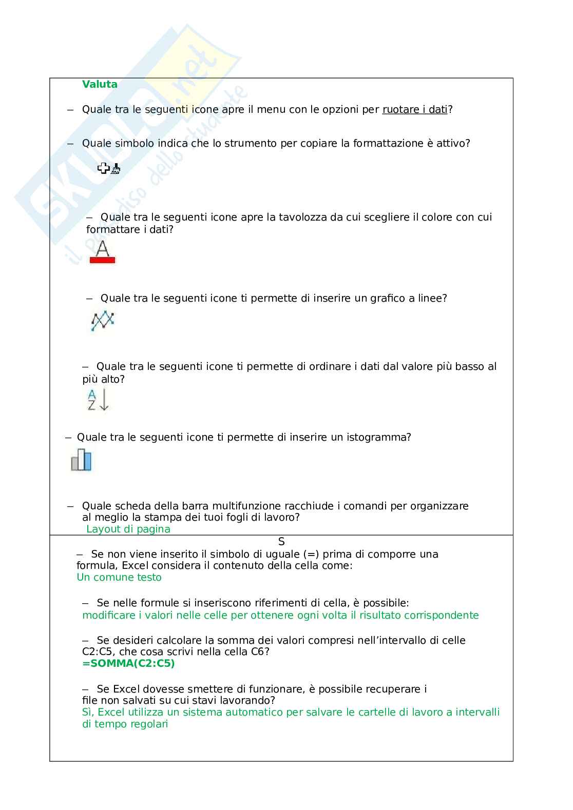 Eipass 7 moduli - Modulo 6 (Excel - Funzioni e strumenti essenziali). Aggiornato e completo. In ordine Pag. 16