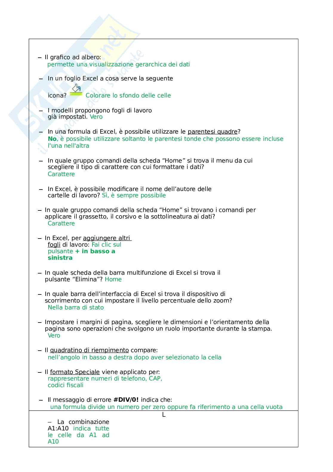 Eipass 7 moduli - Modulo 6 (Excel - Funzioni e strumenti essenziali). Aggiornato e completo. In ordine Pag. 6
