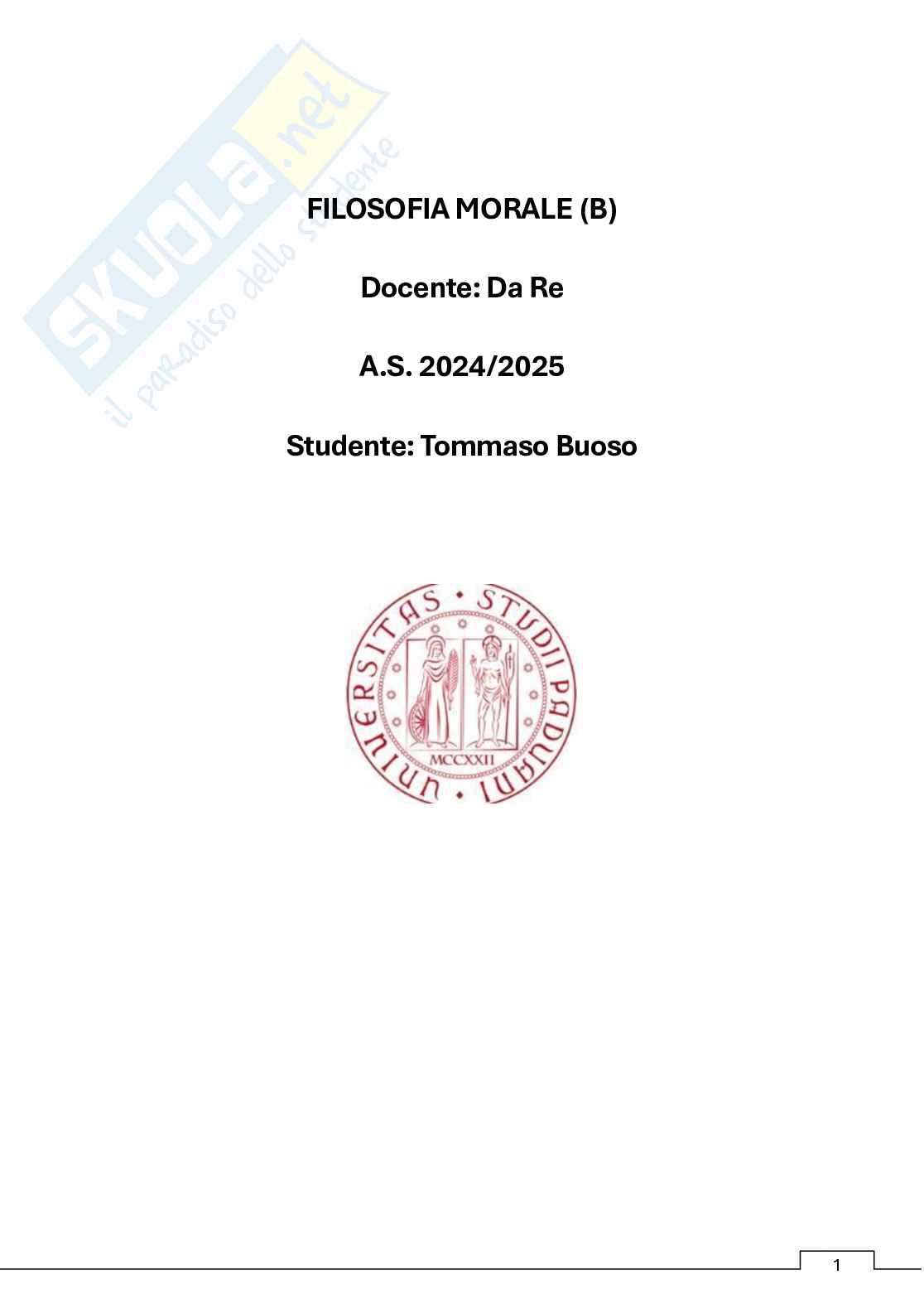 Appunti Filosofia morale (b)  Pag. 1