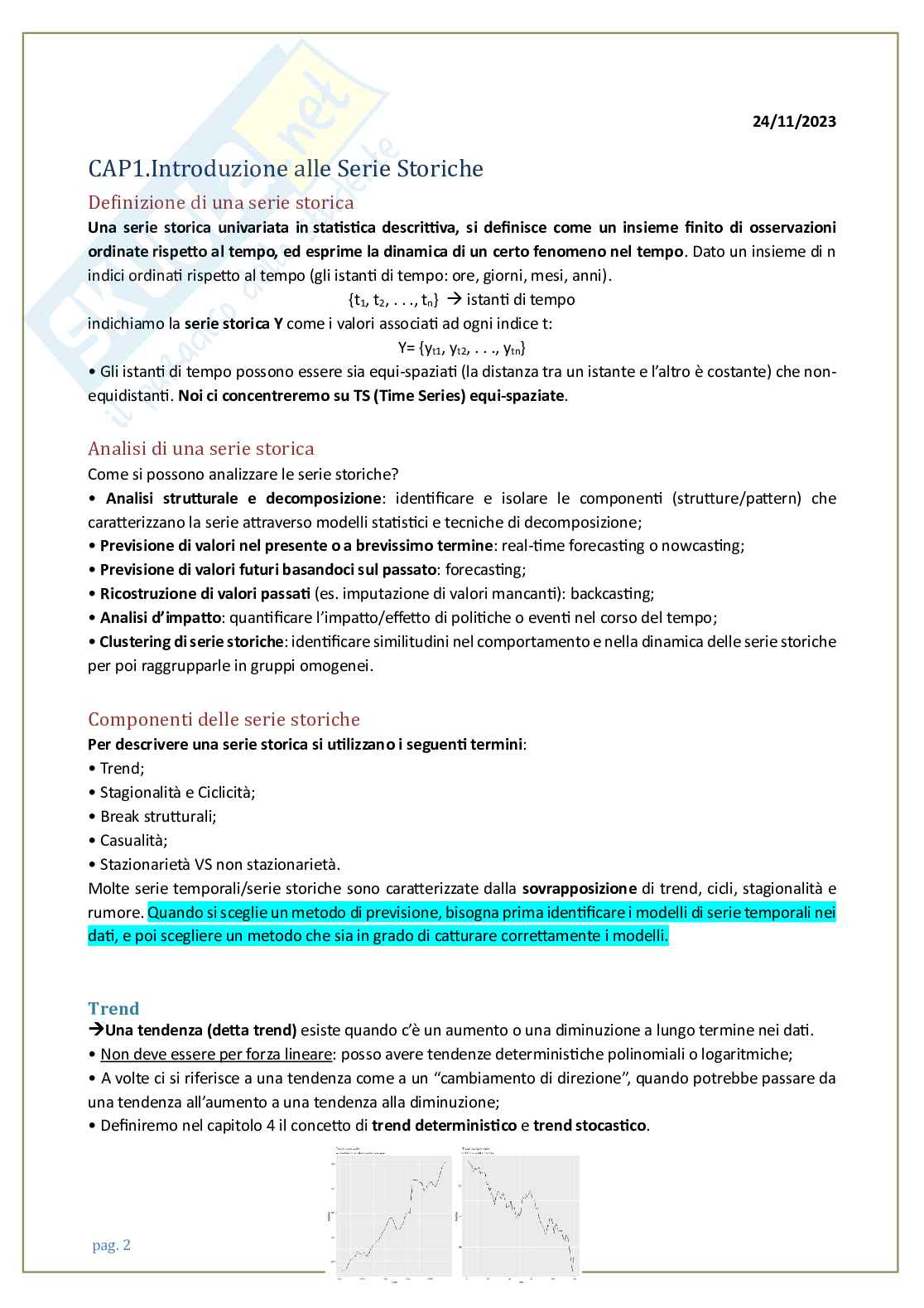 Appunti corso Introduzione alla serie storiche Pag. 2