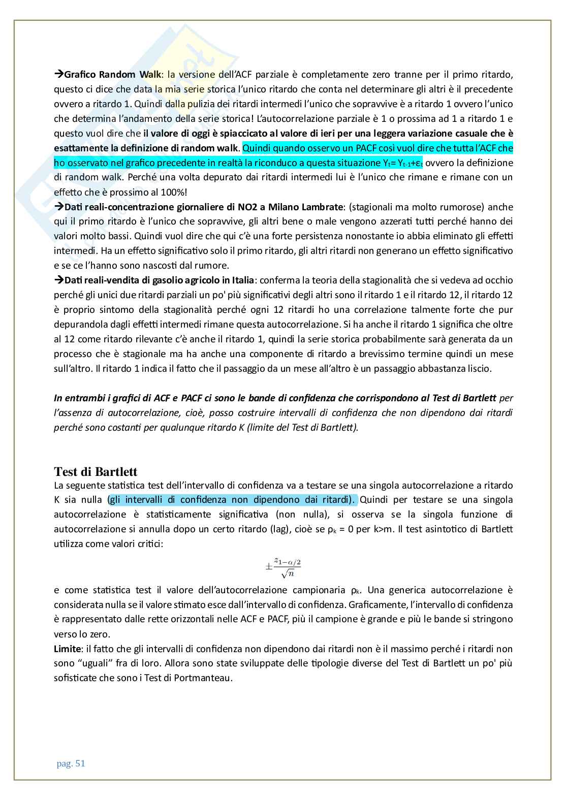 Appunti corso Introduzione alla serie storiche Pag. 51