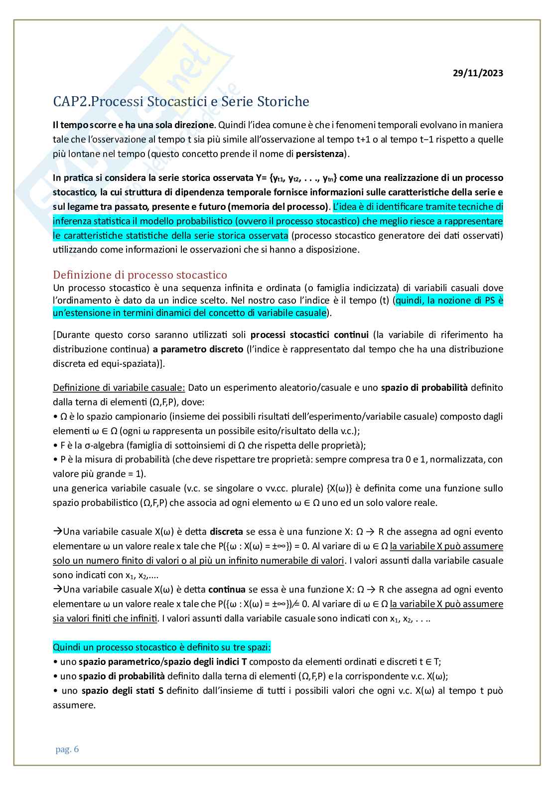 Appunti corso Introduzione alla serie storiche Pag. 6