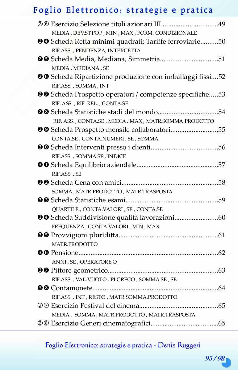 25. Foglio elettronico con Open Office: esercizi Pag. 26